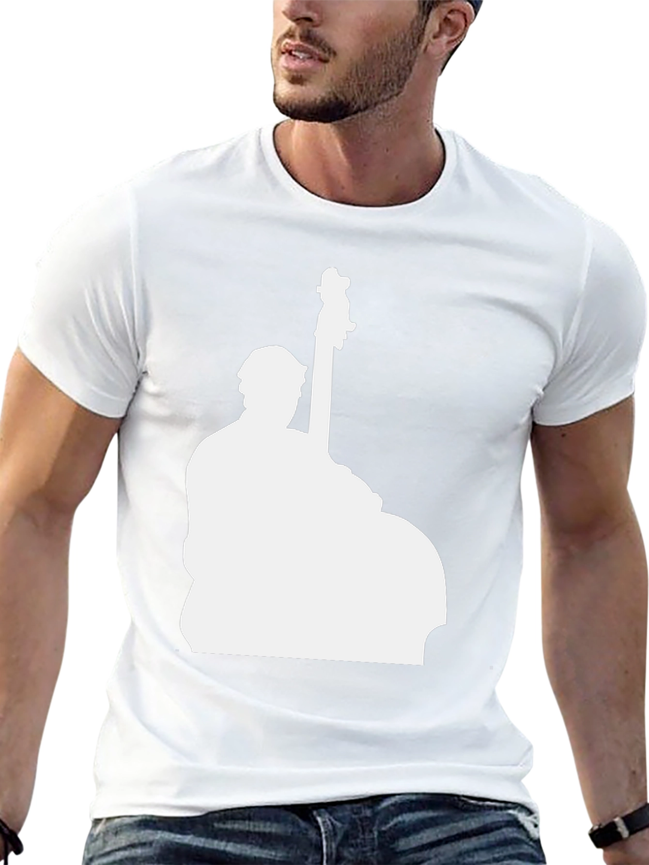 Black Bass Player Silhouette Black T-Shirt view 13