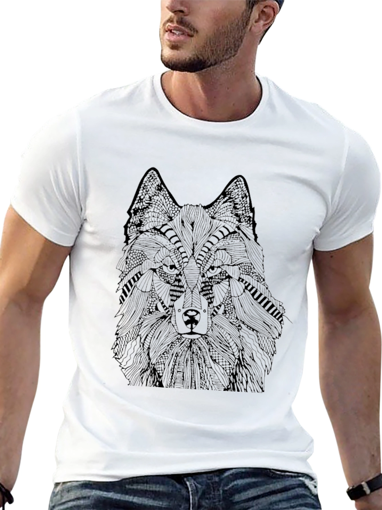 Black Wolf Graphic Black T-Shirt view 13