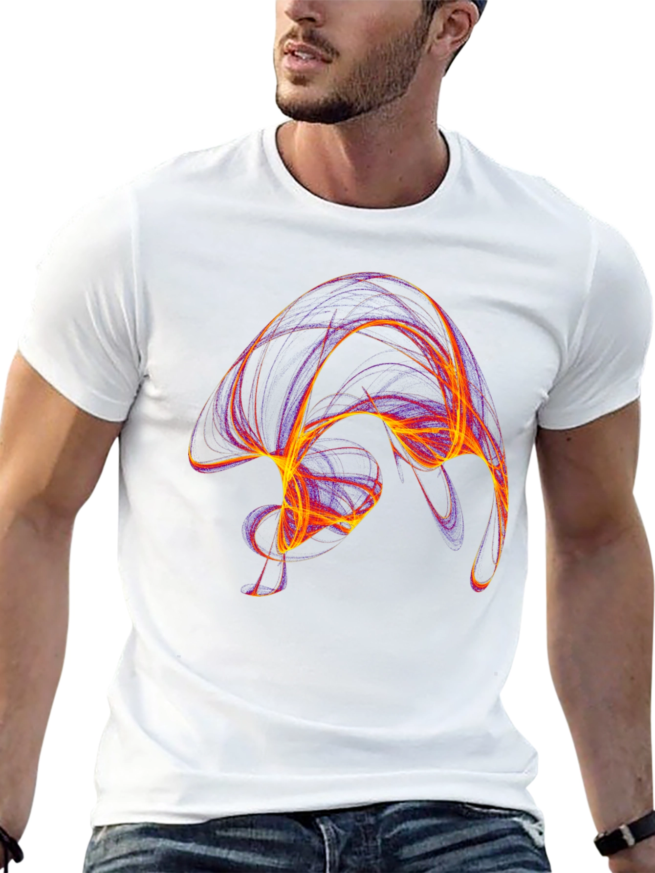 Black Abstract Swirl Graphic Black T-Shirt view 13