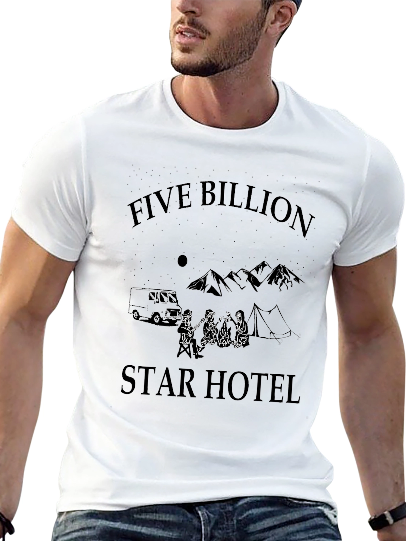 Black Five Billion Star Hotel Graphic Tee - Camping T-Shirt view 13
