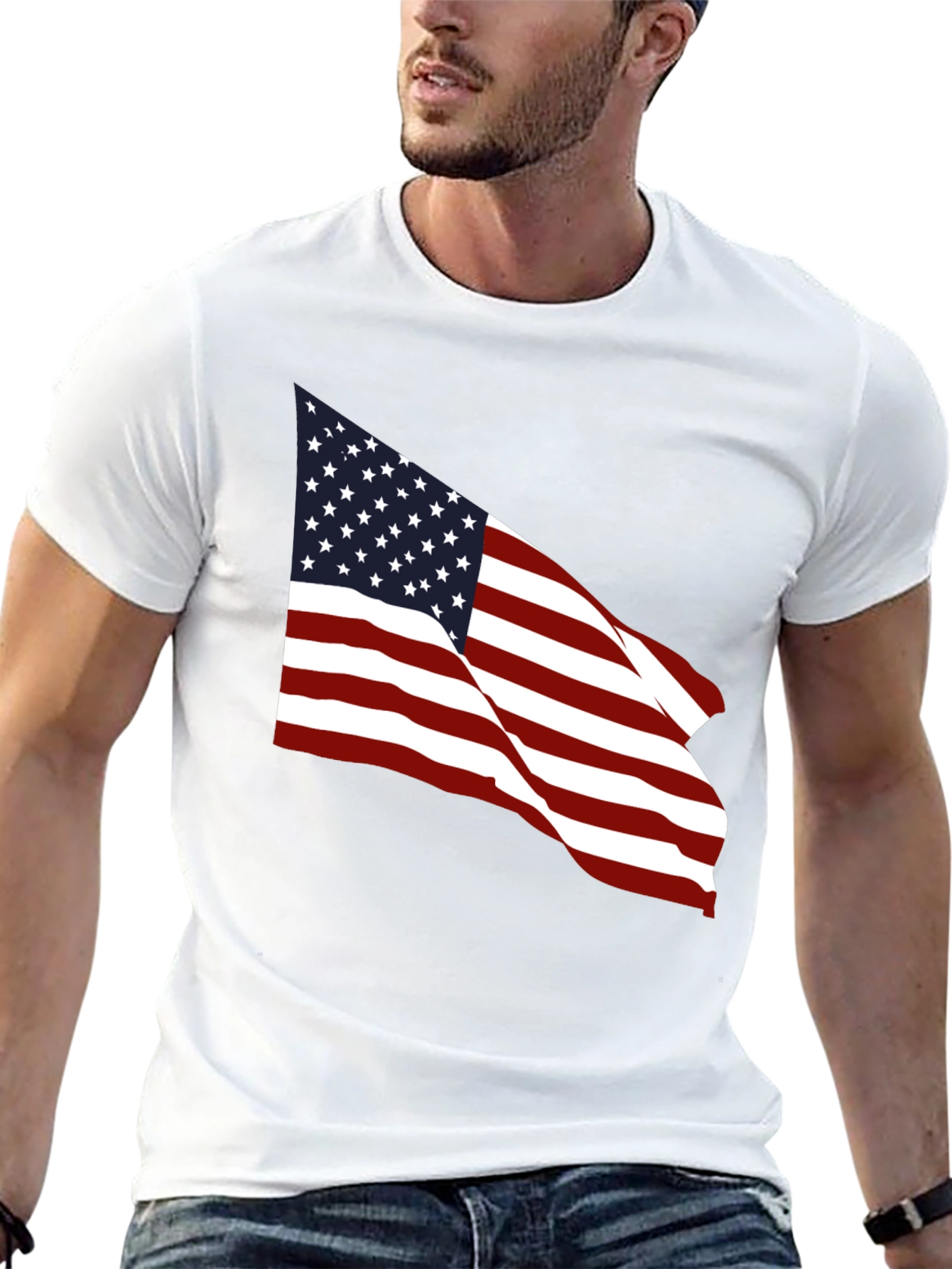 Black American Flag Graphic Black T-Shirt view 13