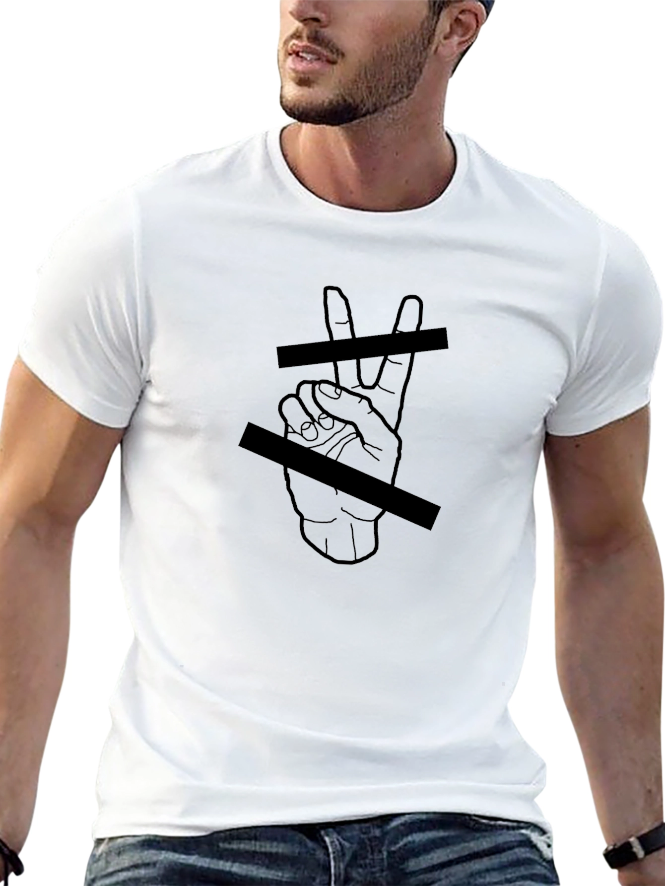 Black Black Tee with Hand Graphic view 13