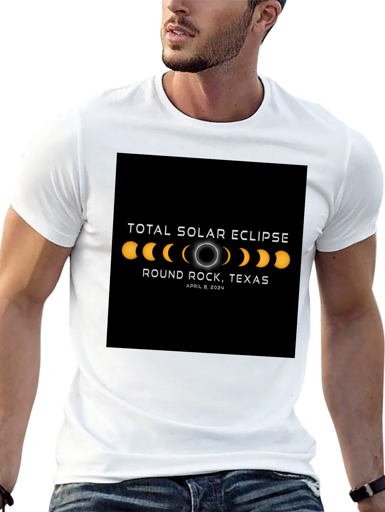 Black Total Solar Eclipse Round Rock Texas April 8 2024 Black T-Shirt view 13