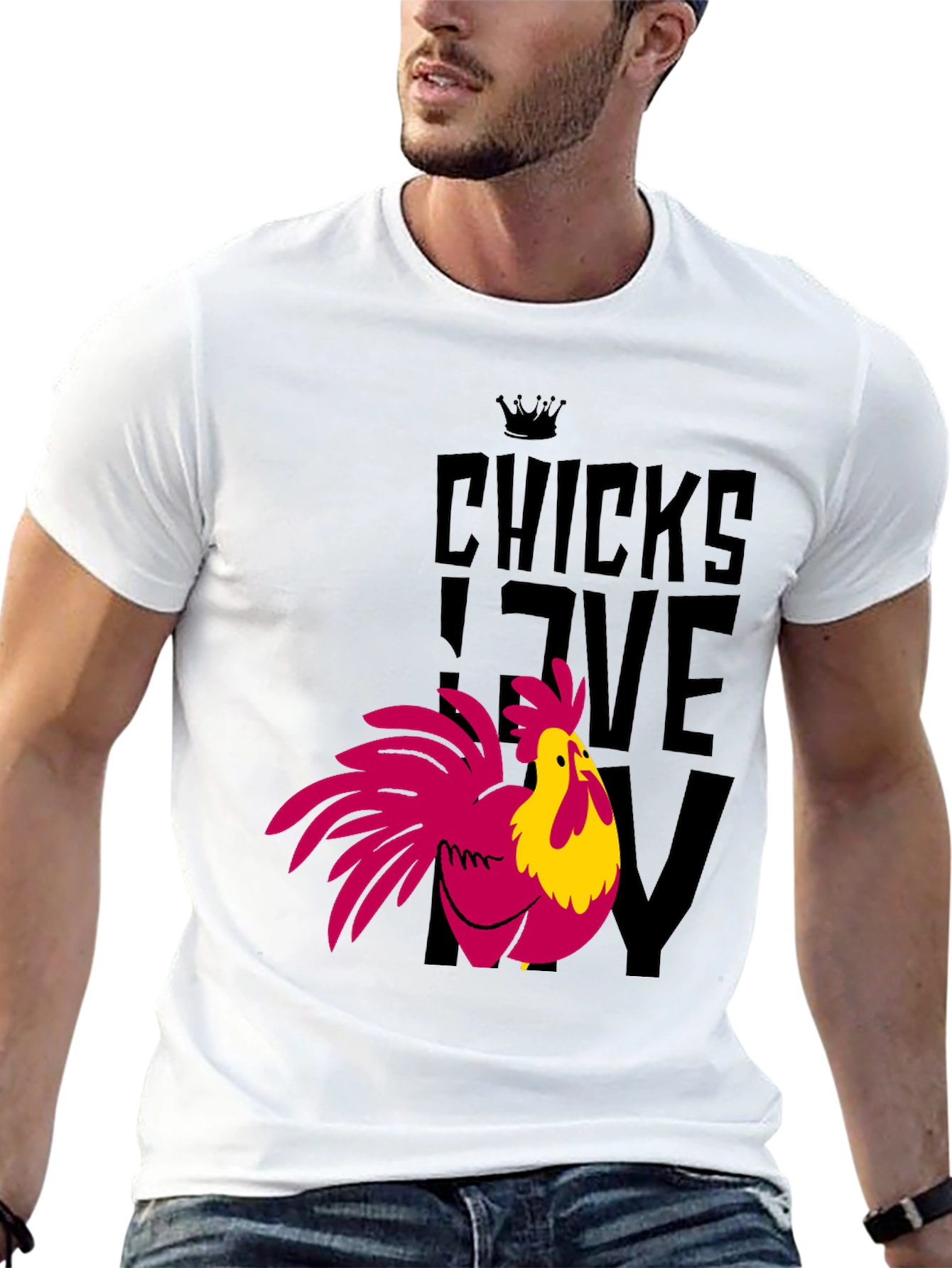 Black Chicks Love My Chicken Graphic T-Shirt - Funny Rooster Tee view 13