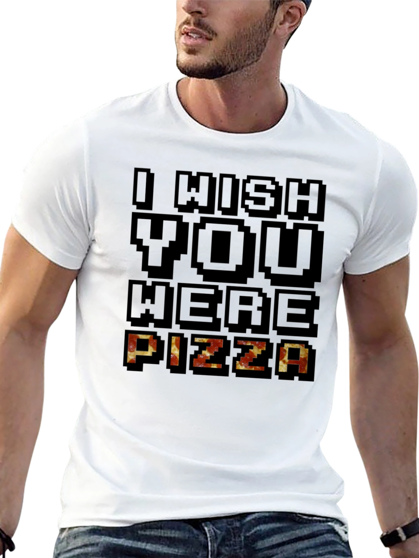 Black I Wish You Were Pizza Graphic T-Shirt view 13