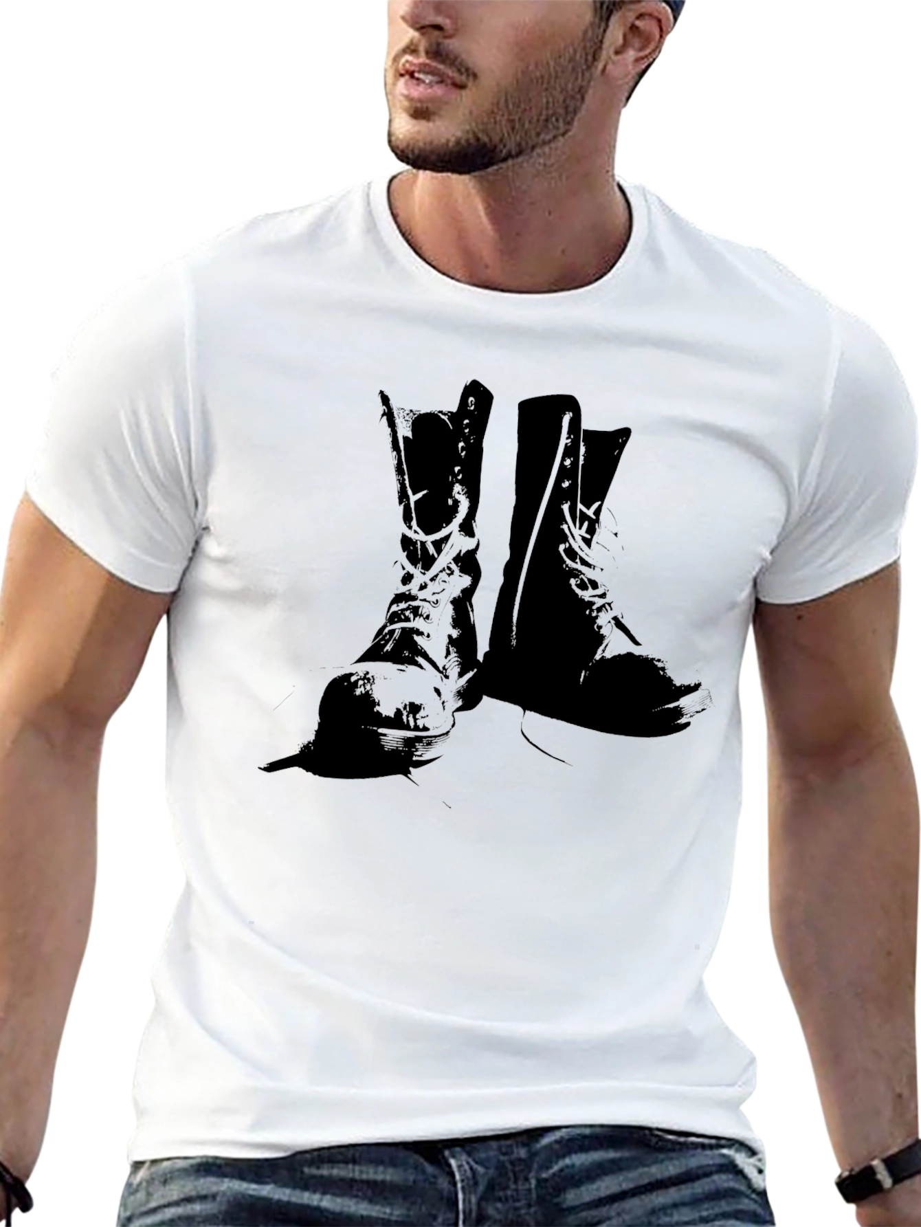 Black Graphic Boot Print Black T-Shirt view 13