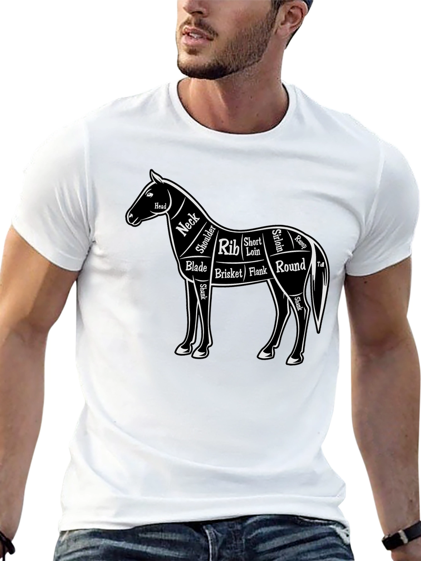 Black Horse Anatomy Black Graphic T-Shirt view 13