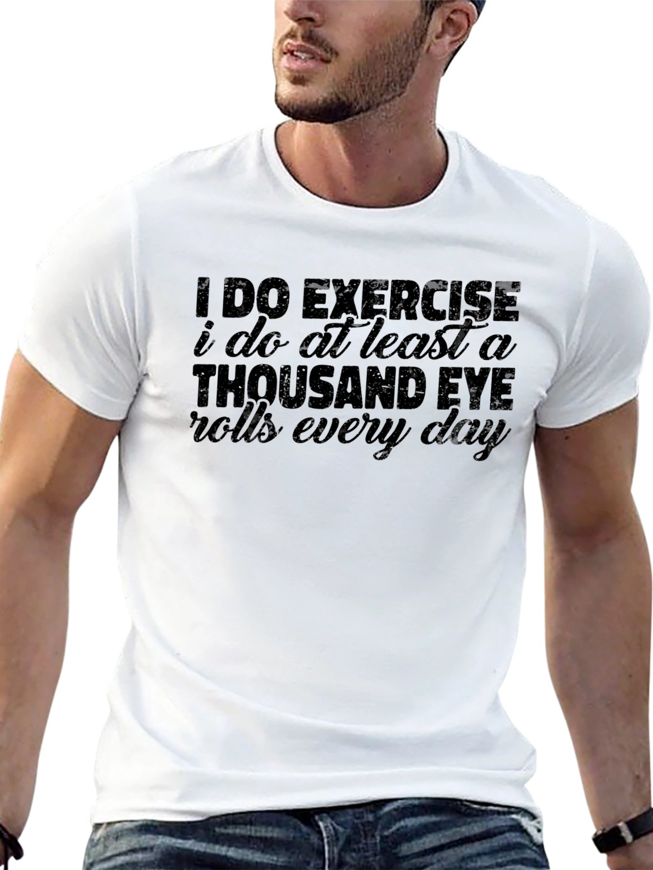 Black Funny Eye Roll Exercise T-Shirt view 13