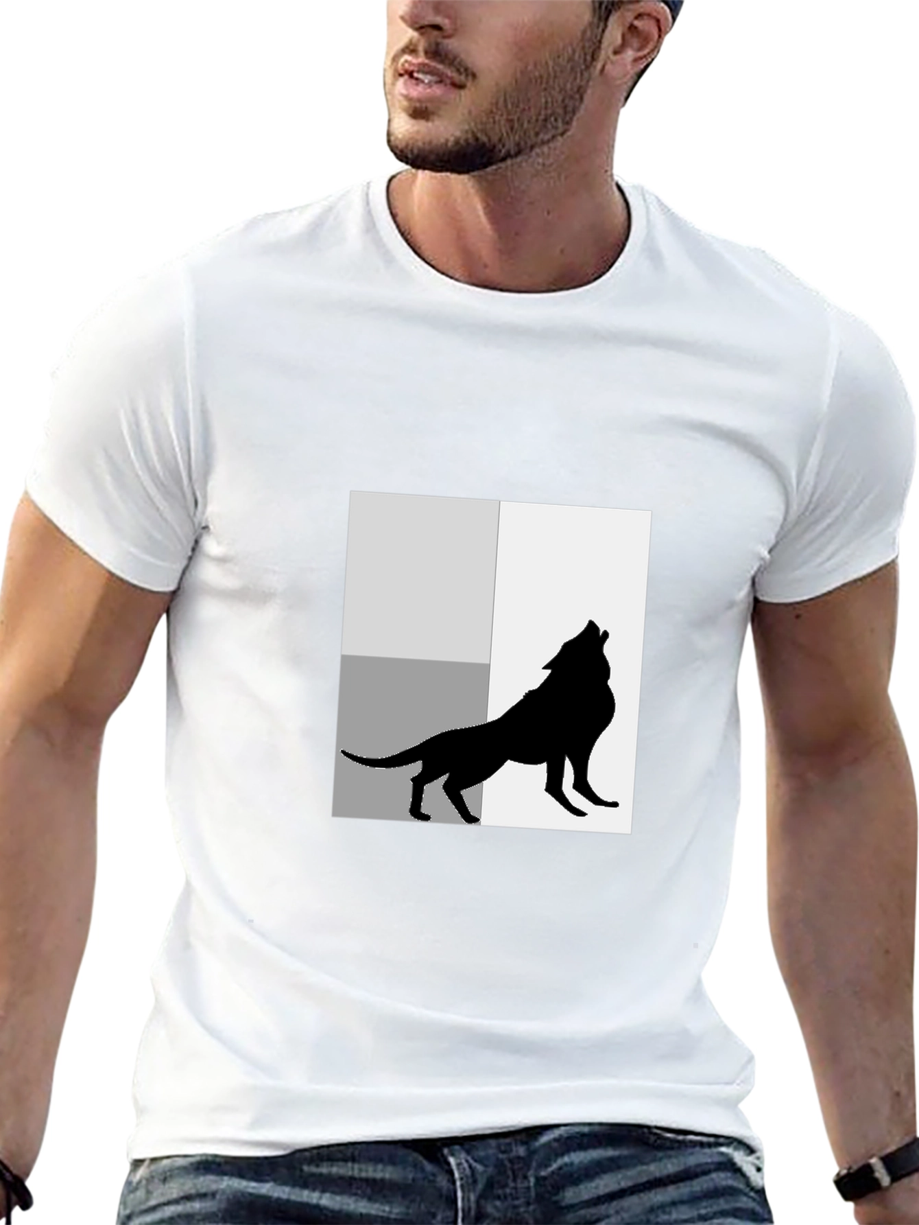 Black Wolf Silhouette Graphic Black T-Shirt view 13