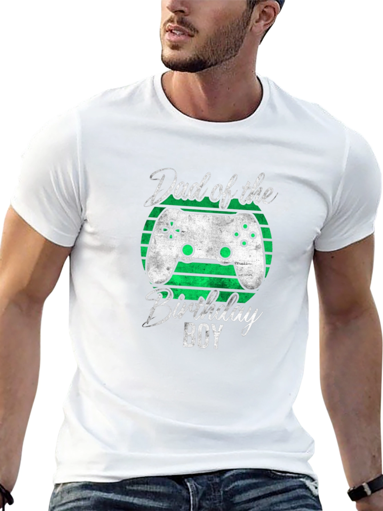 Black Dad of the Birthday Boy Gamer T-Shirt view 13