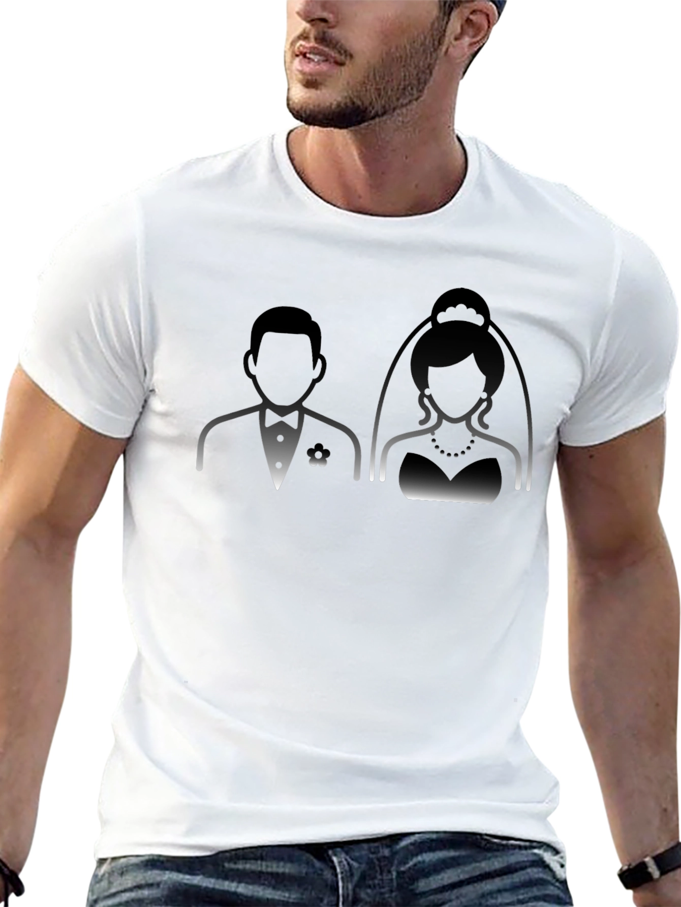 Black Bride and Groom Graphic Tee - Black Cotton T-Shirt view 13