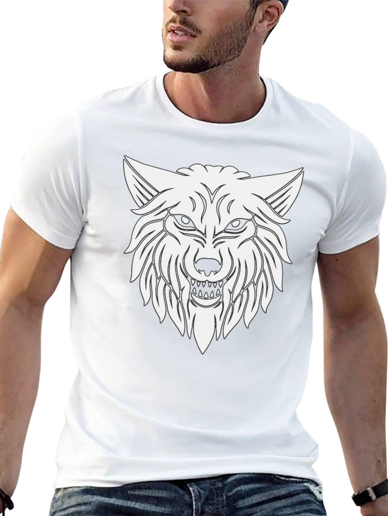 Black Wolf Graphic T-Shirt - Black Cotton Tee view 13