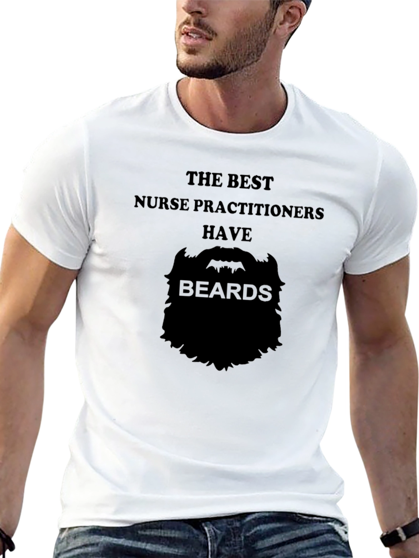 Black Bearded Nurse Practitioner T-Shirt view 13