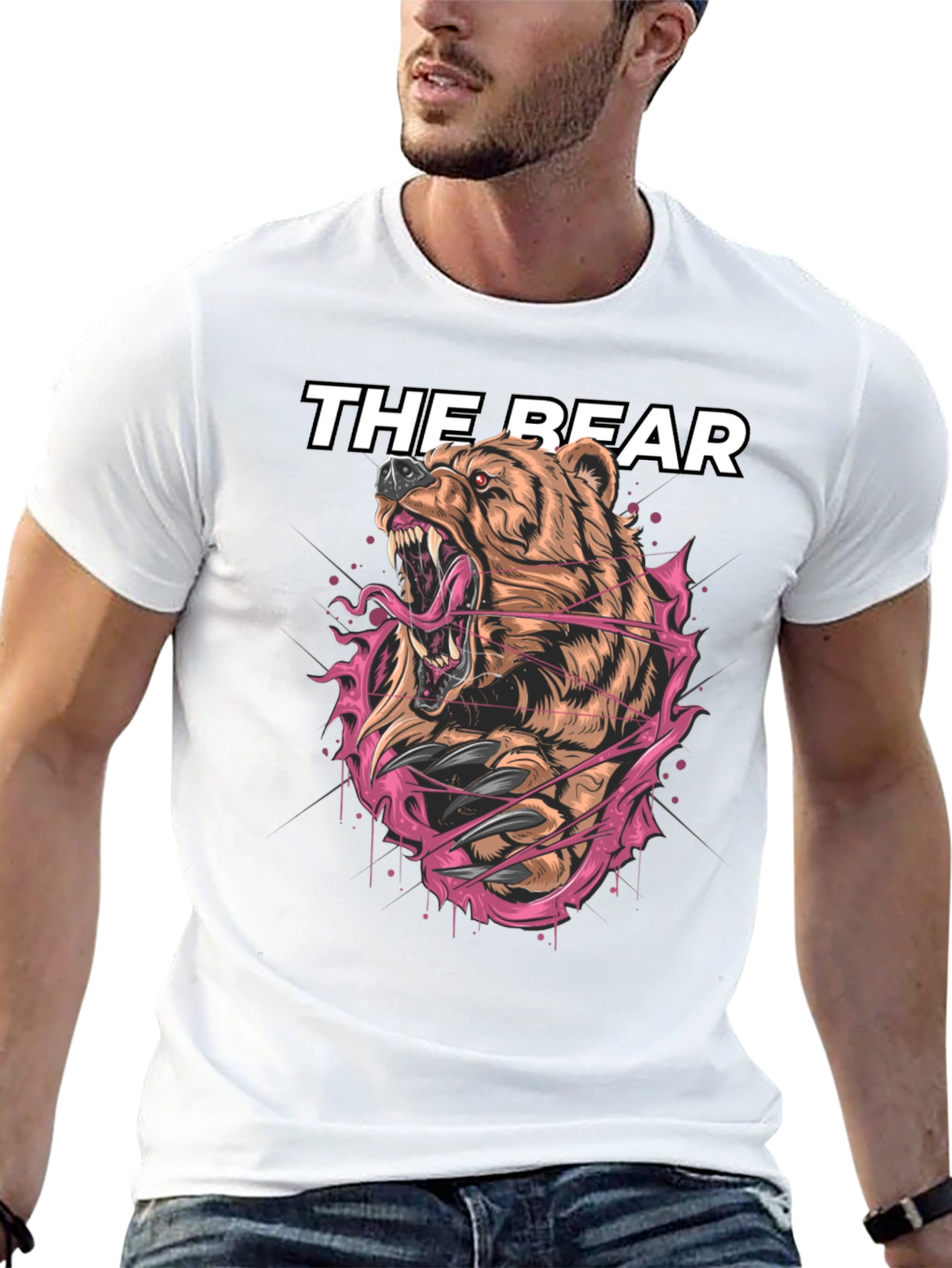 Black The Bear Graphic Print Black T-Shirt view 13