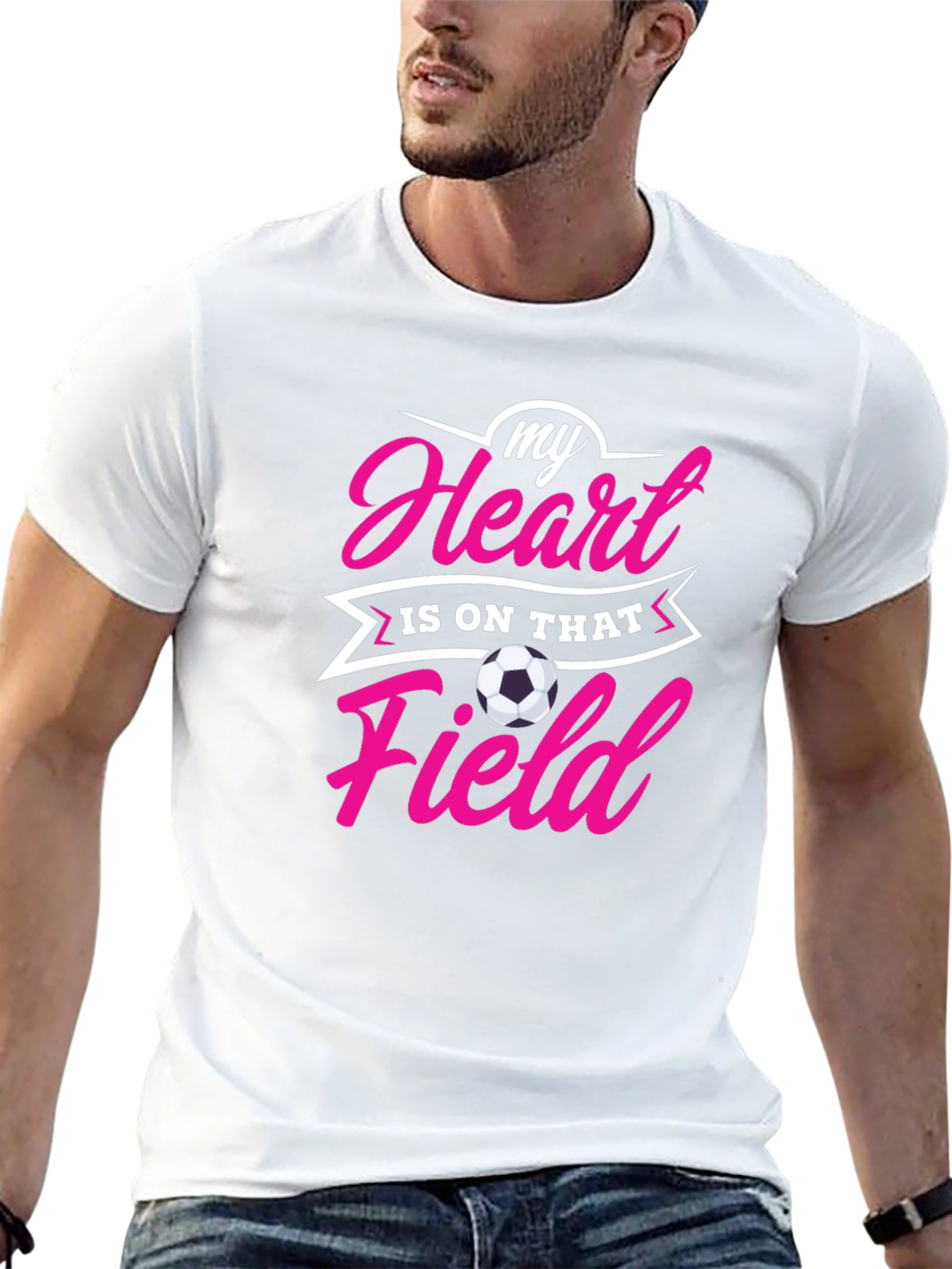 Black Soccer Mom/Dad Heart on Field Black T-Shirt view 13