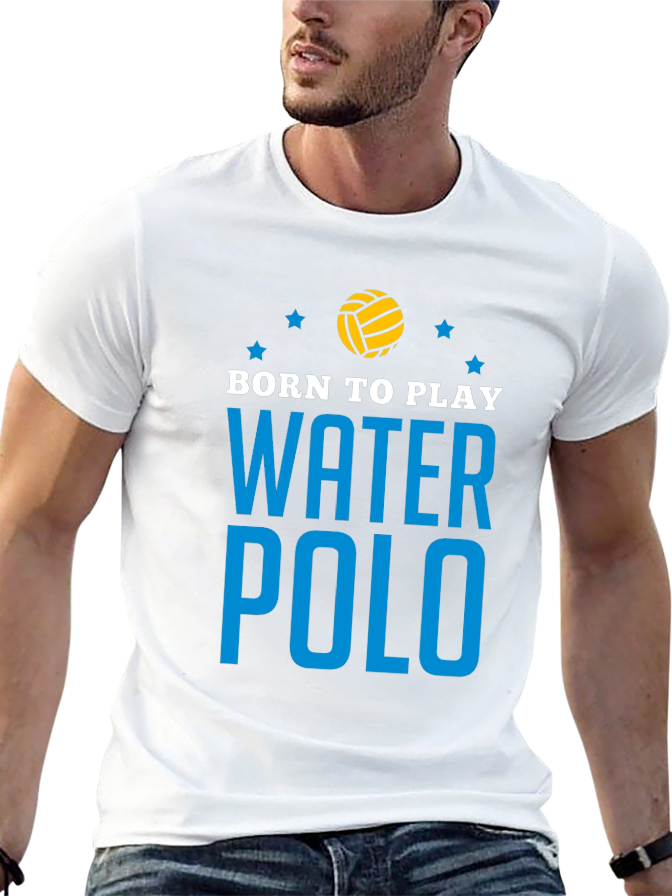Black Born to Play Water Polo Graphic T-Shirt view 13