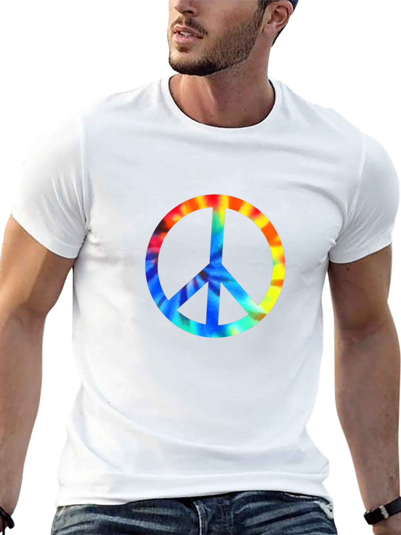 Black Peace Sign Tie-Dye Graphic Tee - Black view 13