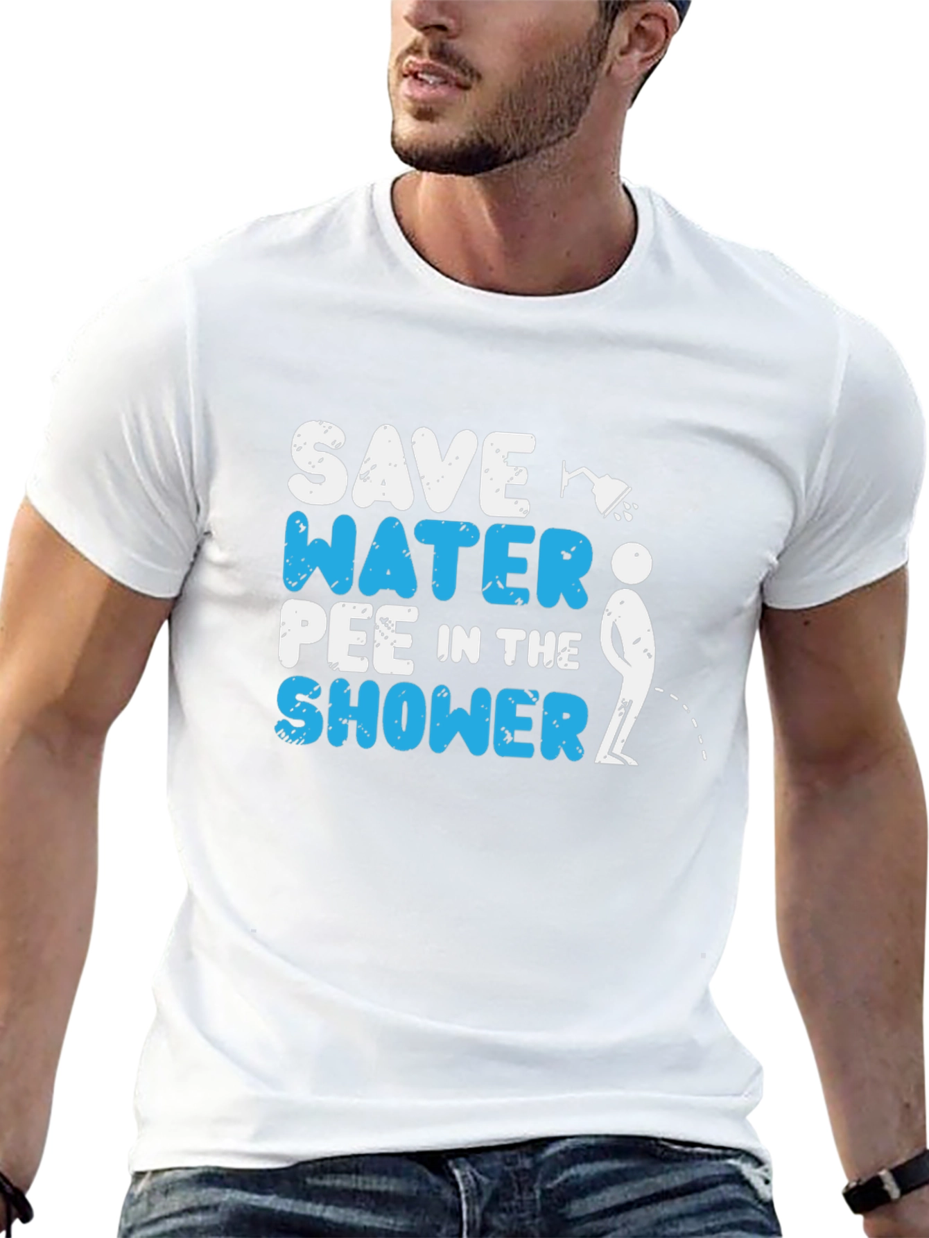 Black Save Water Pee in the Shower Graphic Tee view 13