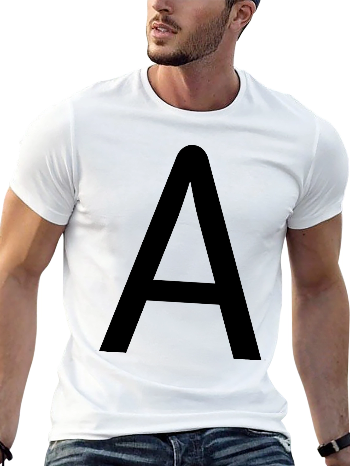 Black Bold Black T-Shirt with Letter A Graphic view 13