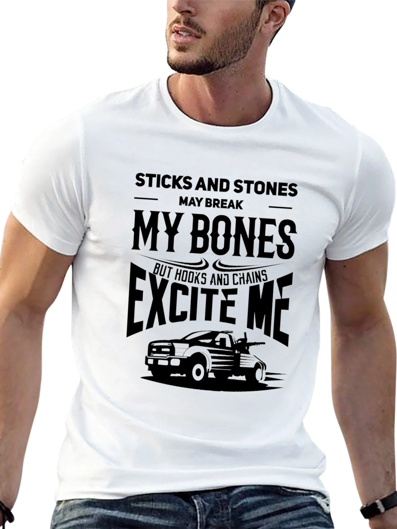 Black Sticks and Stones Tow Truck T-Shirt view 13