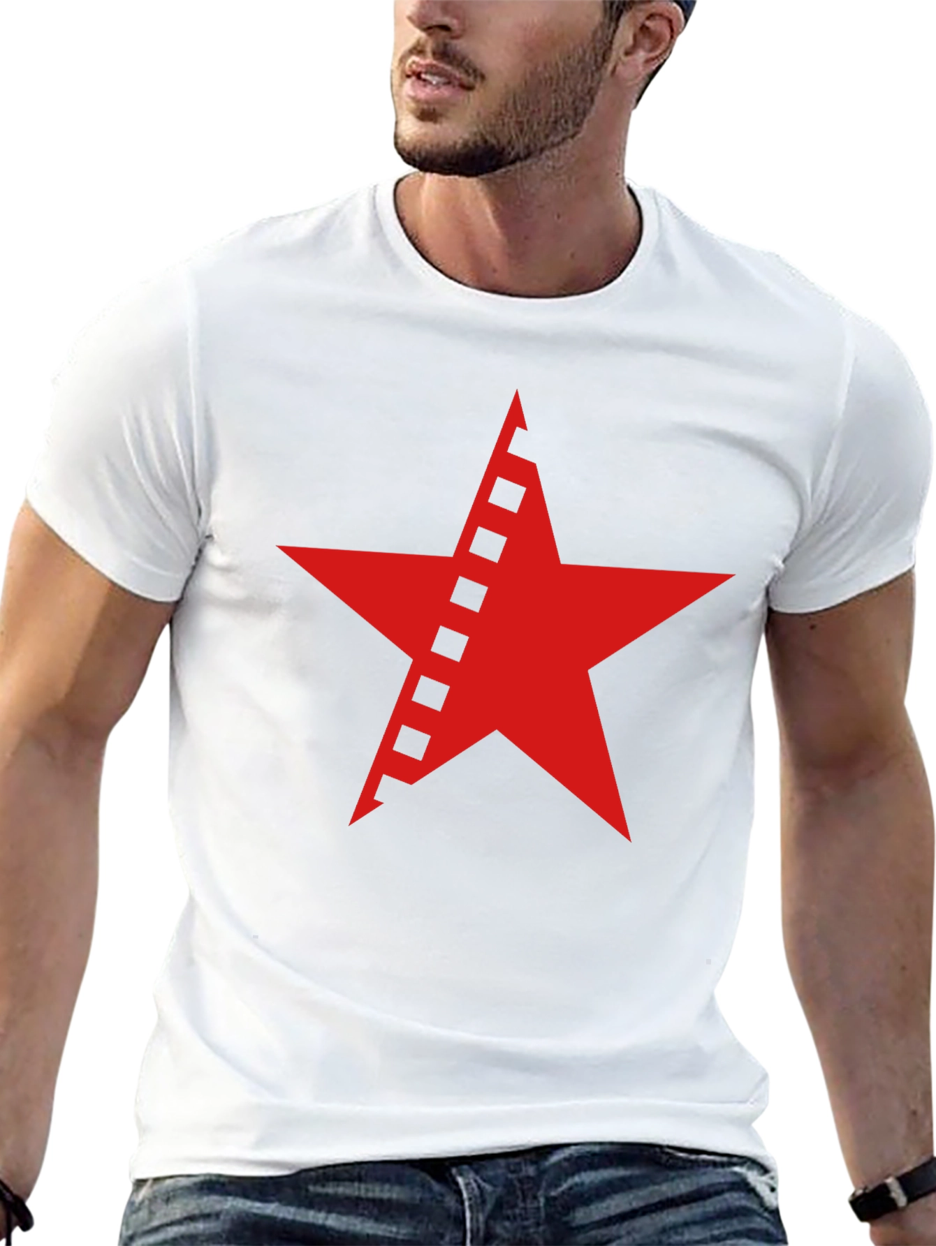 Black Red Star Graphic Black T-Shirt view 13