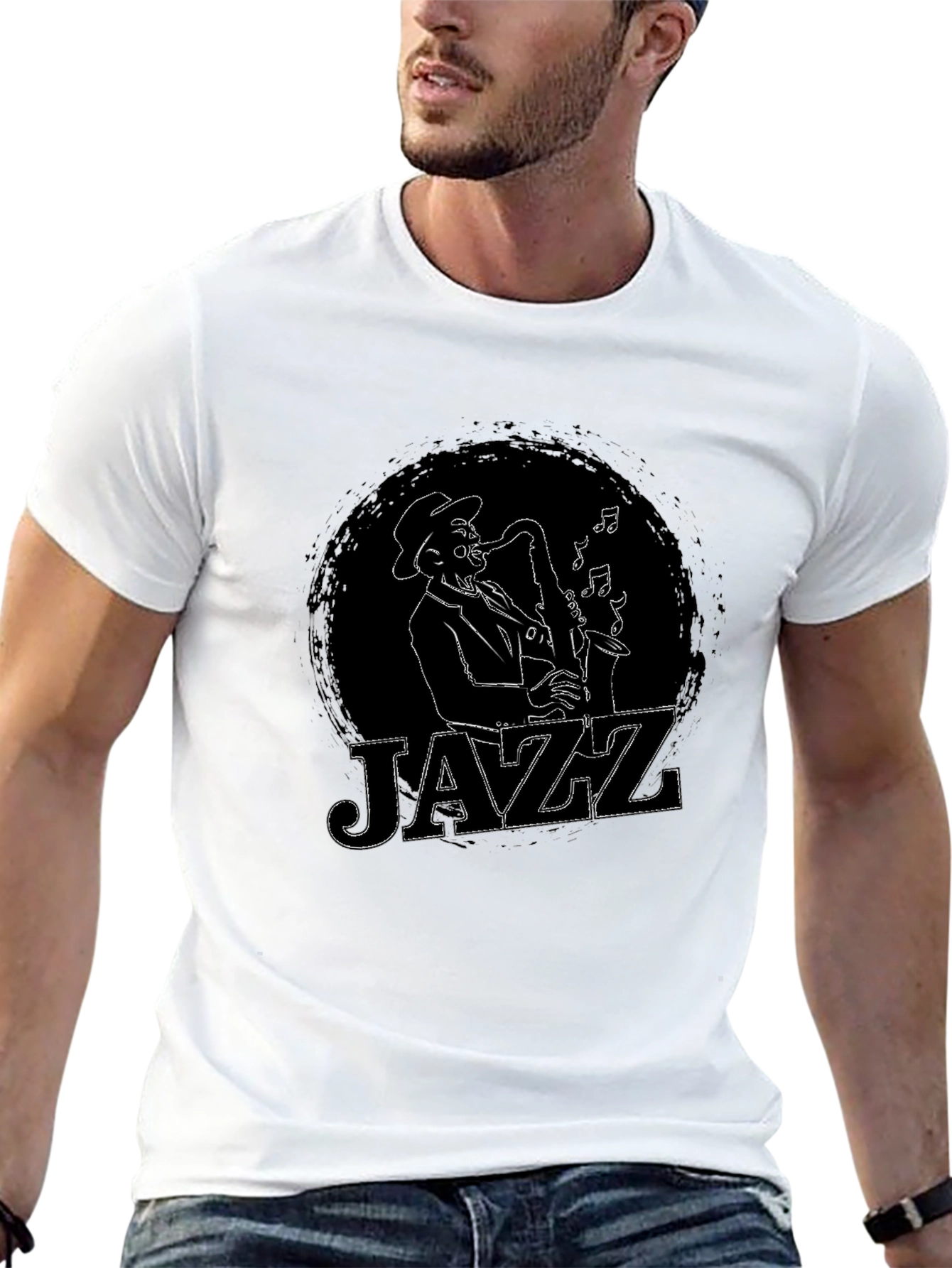 Black Cool Jazz Saxophone Player T-Shirt view 13