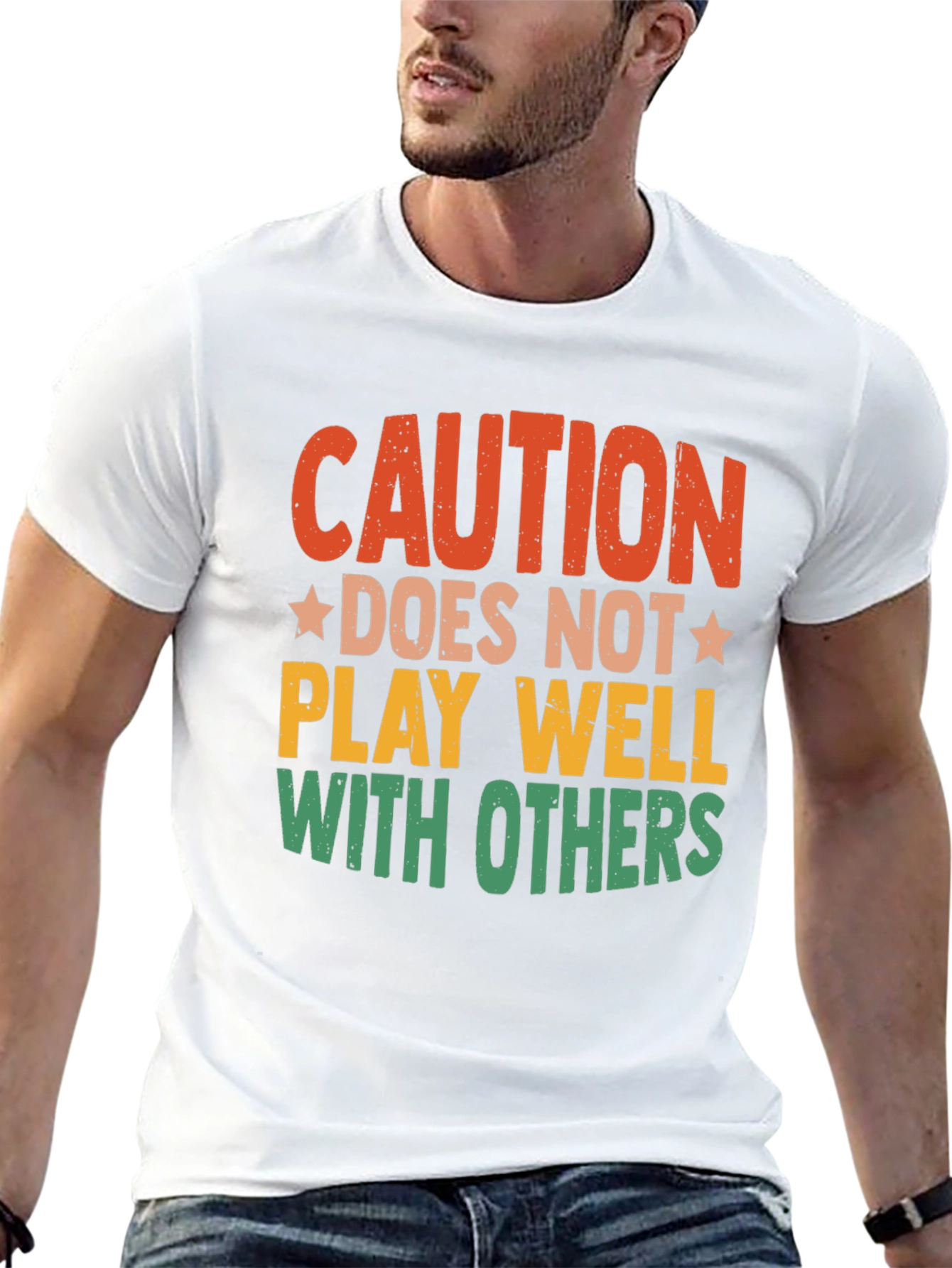 Black Caution: Does Not Play Well With Others T-Shirt view 13