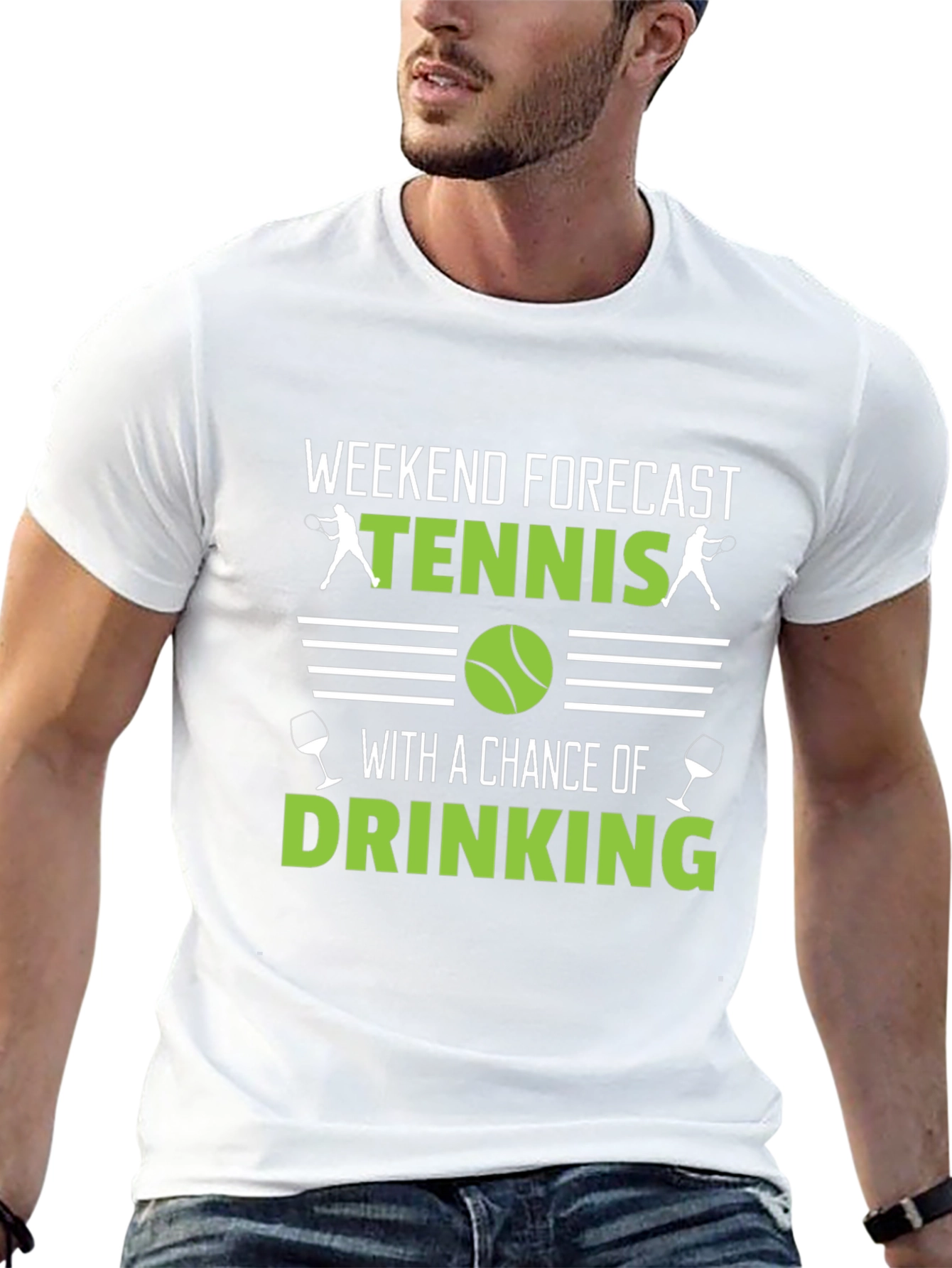 Black Weekend Tennis & Drinking T-Shirt - Funny Forecast Tee view 13