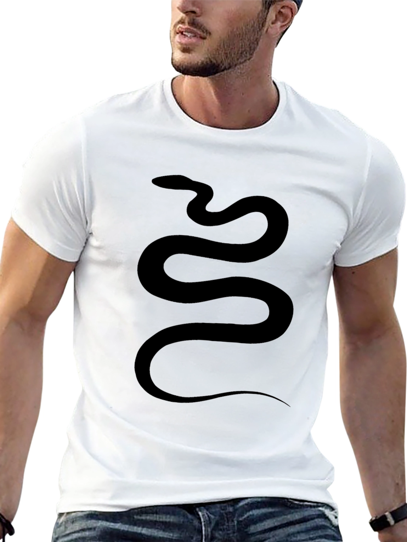 Black Men's Black Snake Graphic Tee view 13