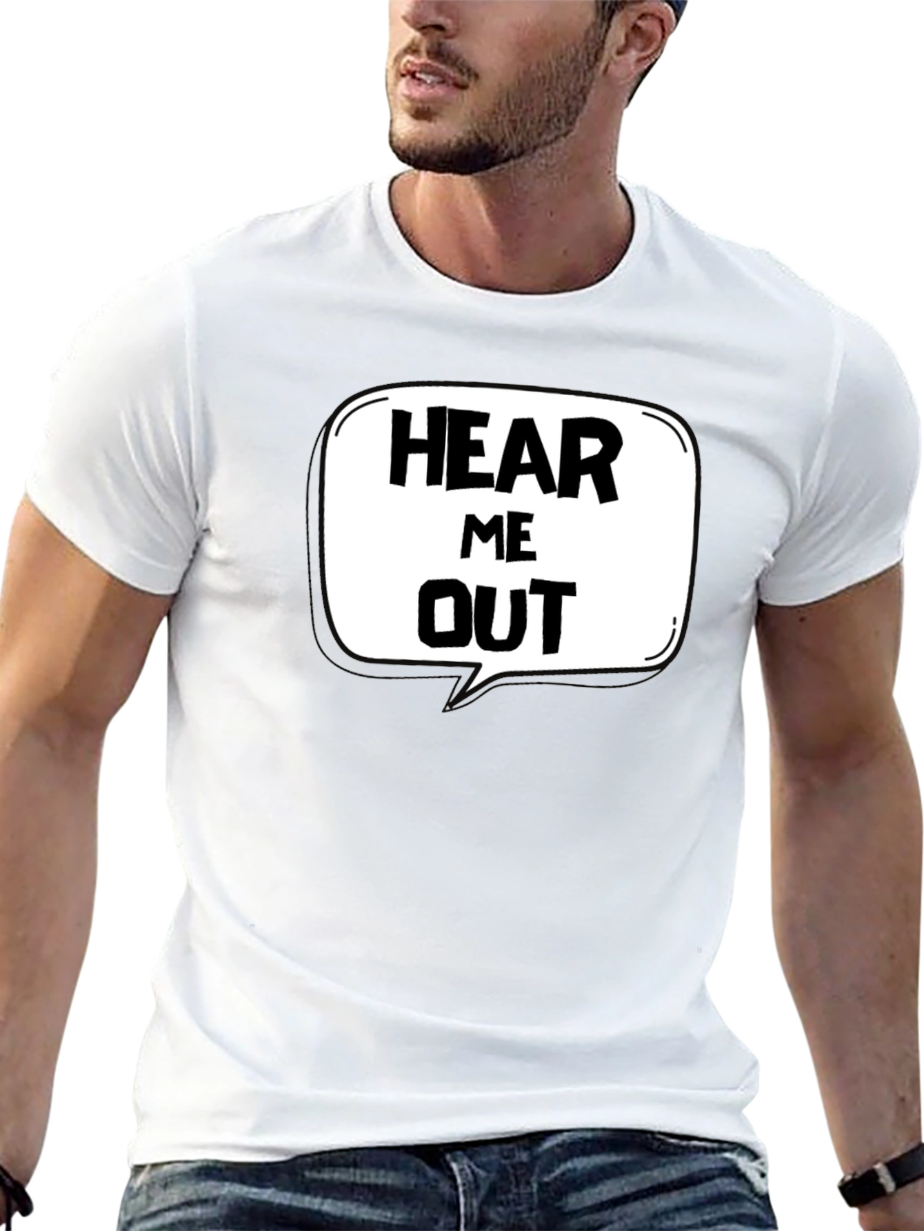 Black Hear Me Out Graphic T-Shirt - Funny Statement Tee view 13