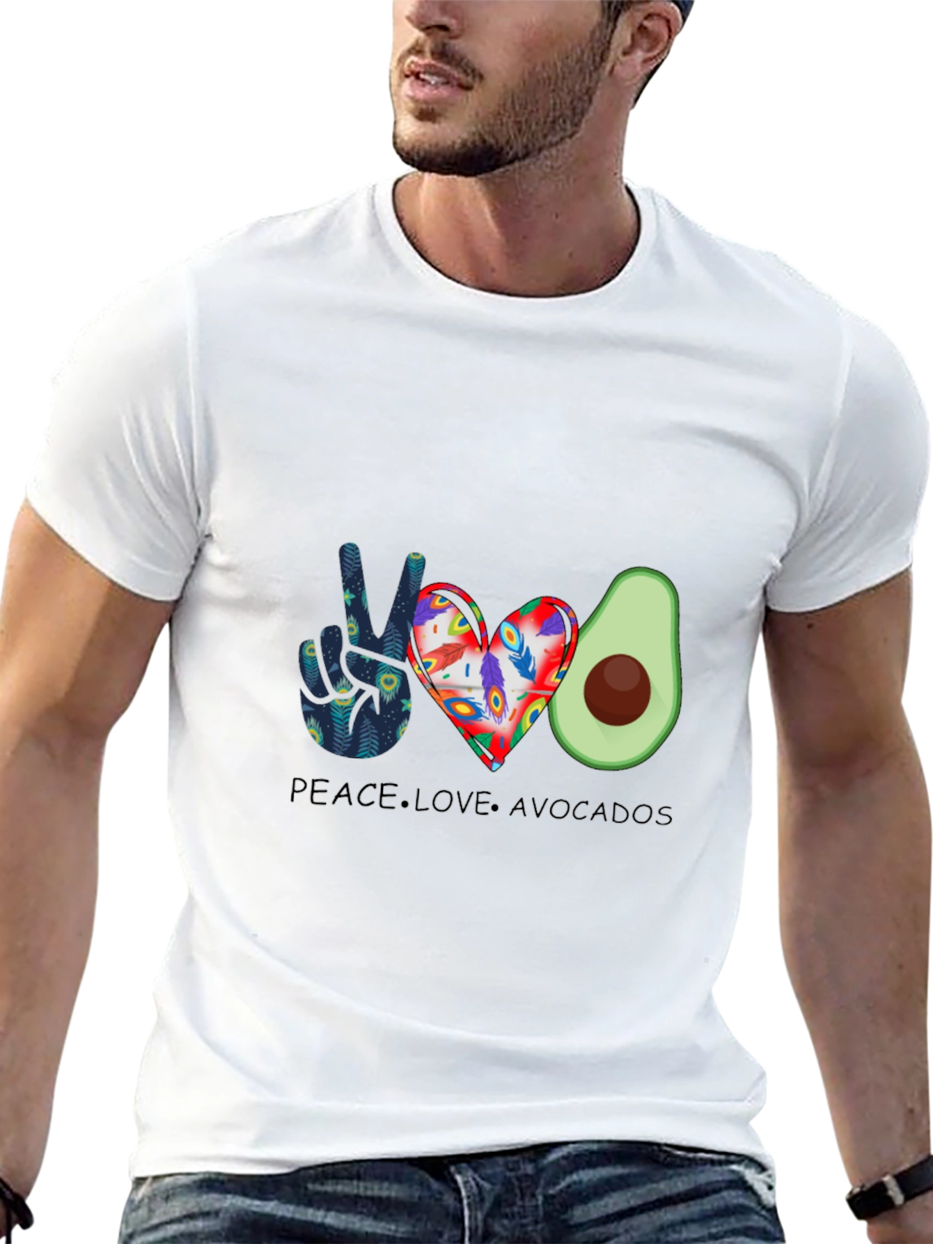 Black Peace Love Avocados Graphic T-Shirt view 13