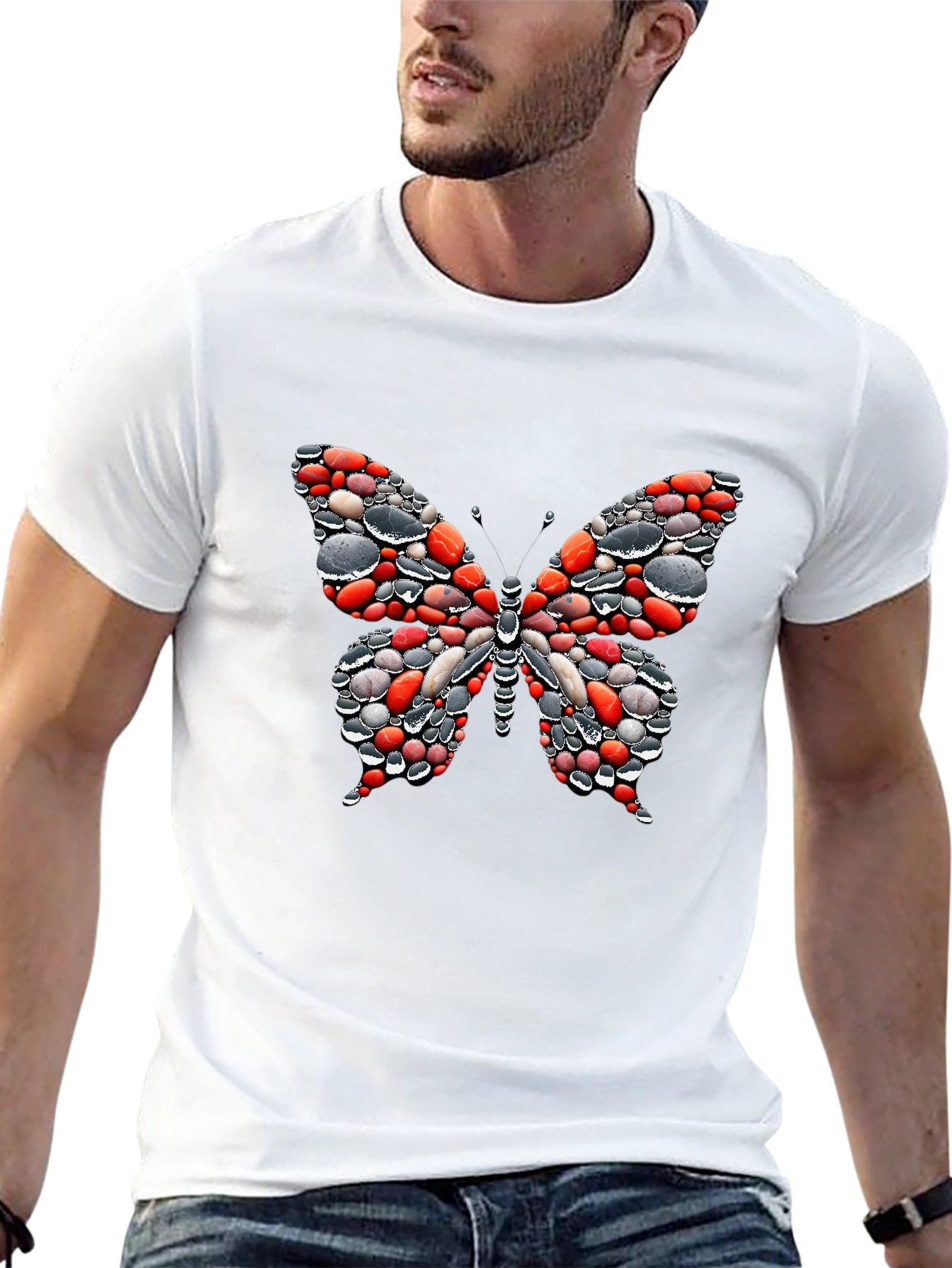 Butterfly Pebble Graphic Black T-Shirt - 13