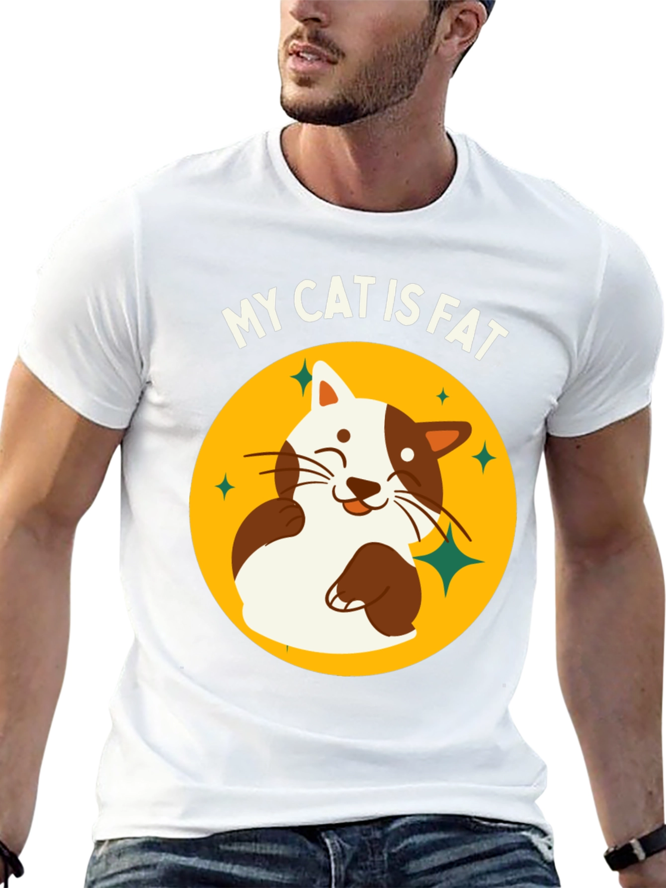 Black My Cat is Fat Funny T-Shirt view 13