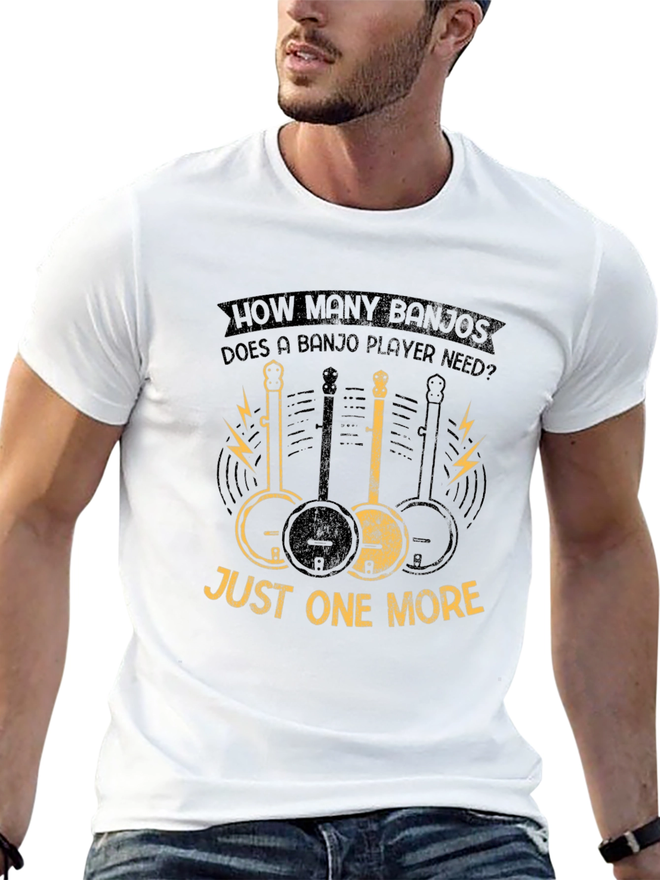 Black Banjo Player T-Shirt - Just One More Banjo view 13