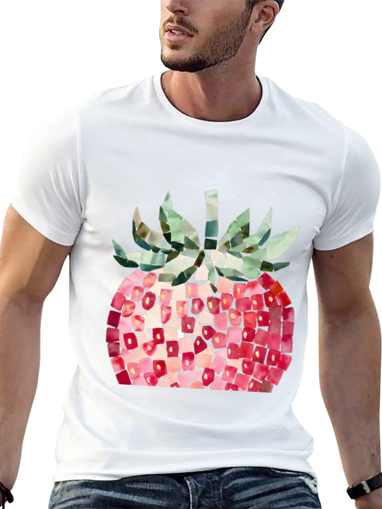 Black Strawberry Graphic Tee - Abstract Fruit Design, Casual Wear view 13