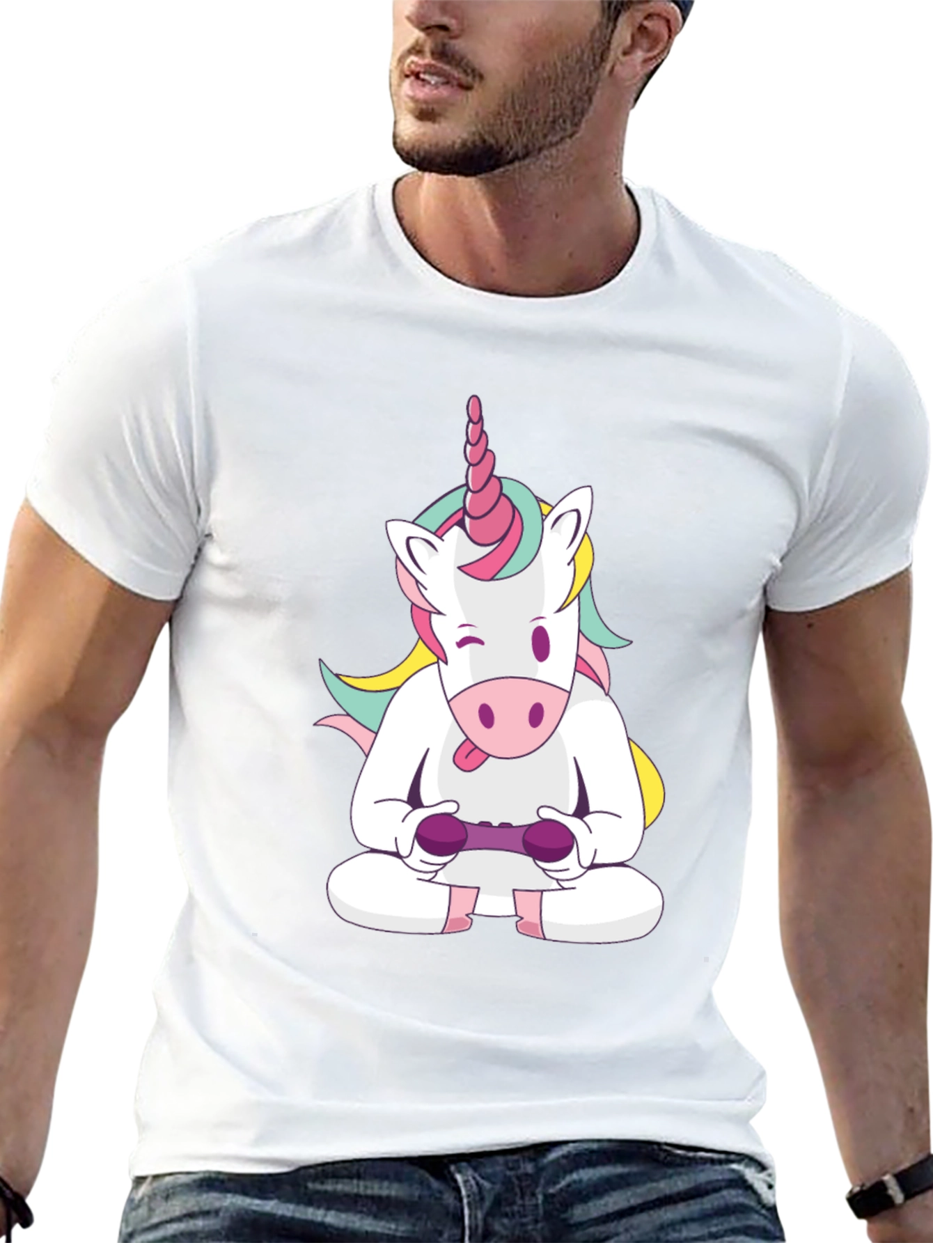 Black Unicorn Gamer T-Shirt - Funny Graphic Tee view 13