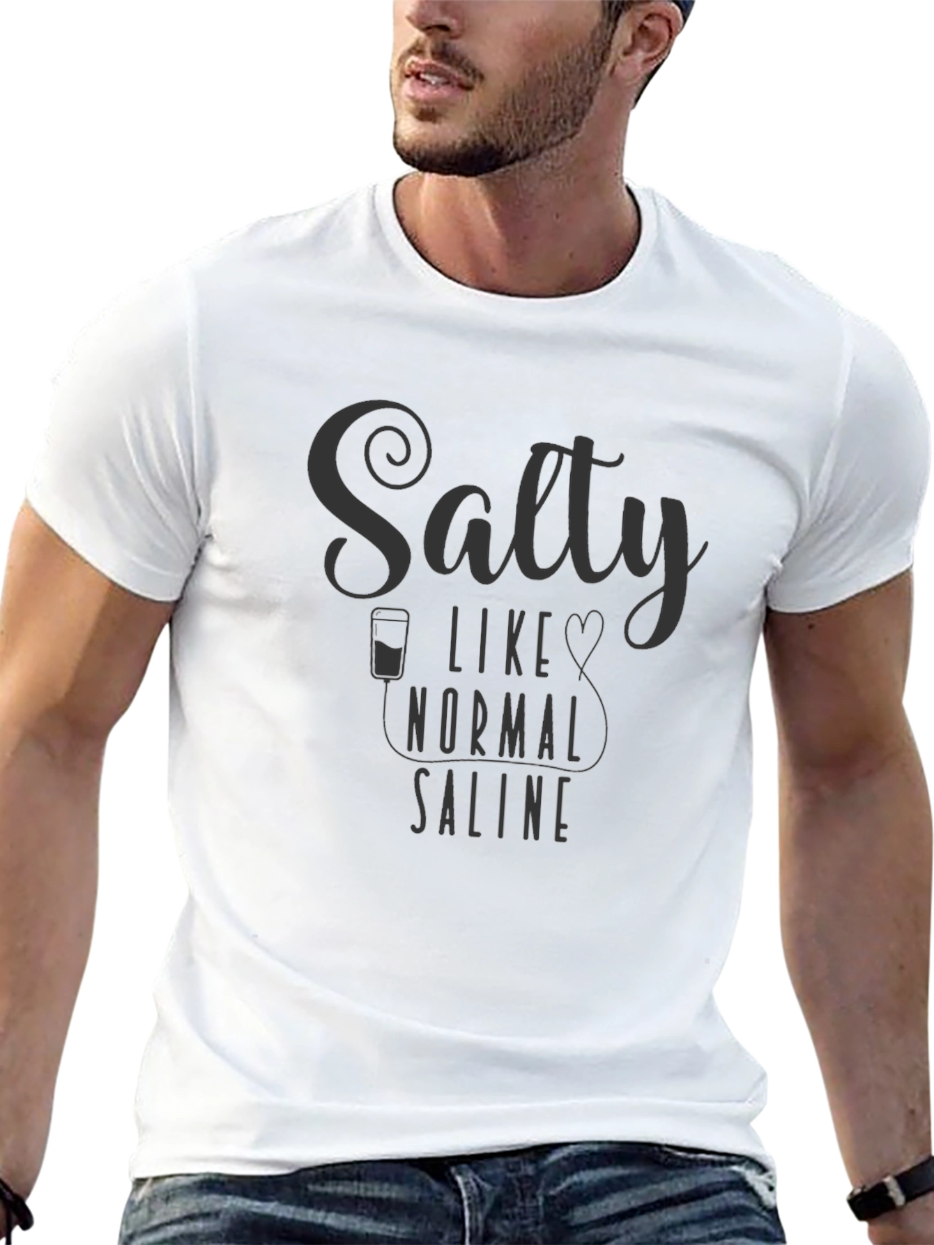 Black Salty Like Normal Saline Graphic Tee view 13