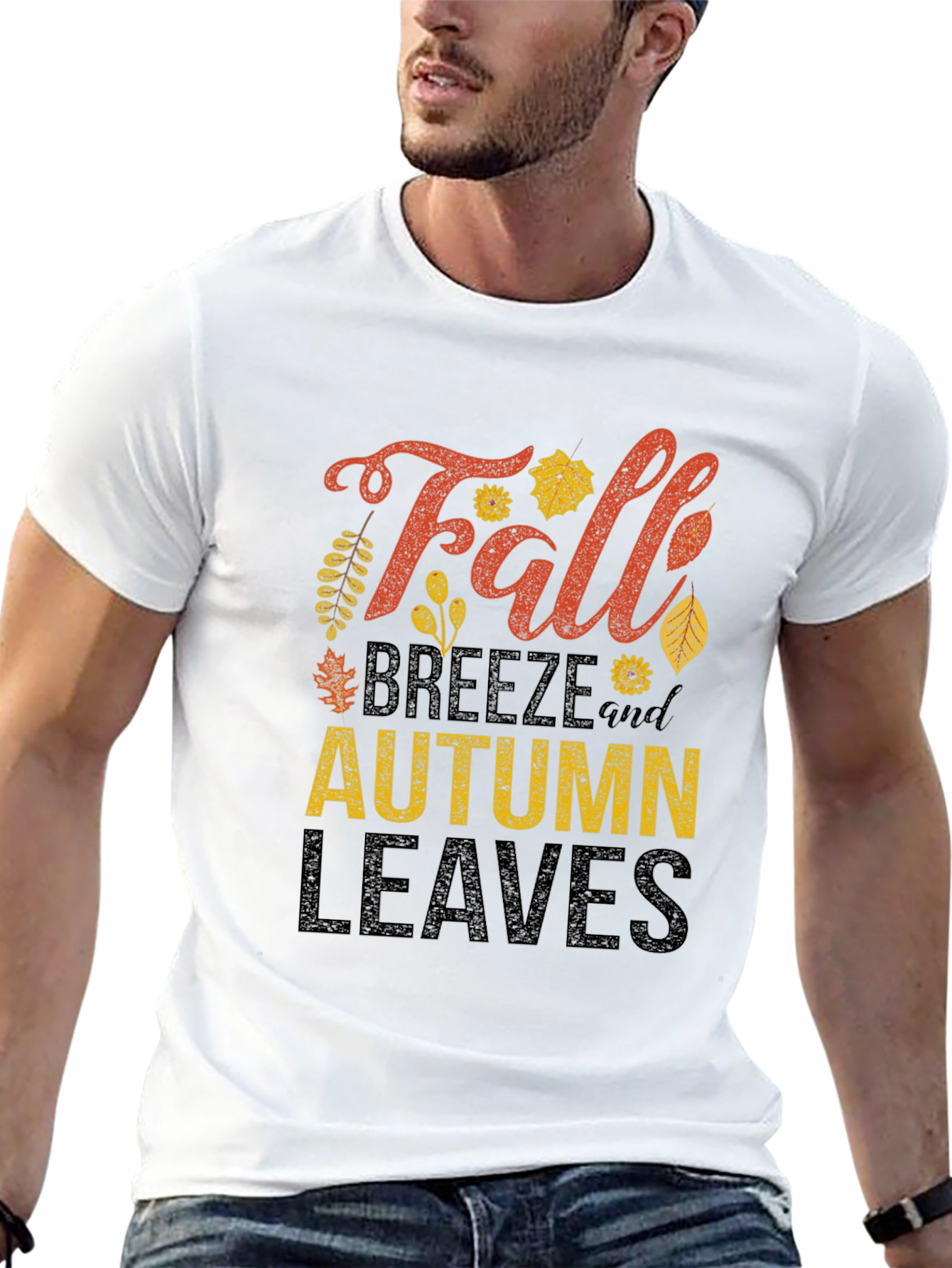 Black Fall Breeze Autumn Leaves Graphic Tee view 13