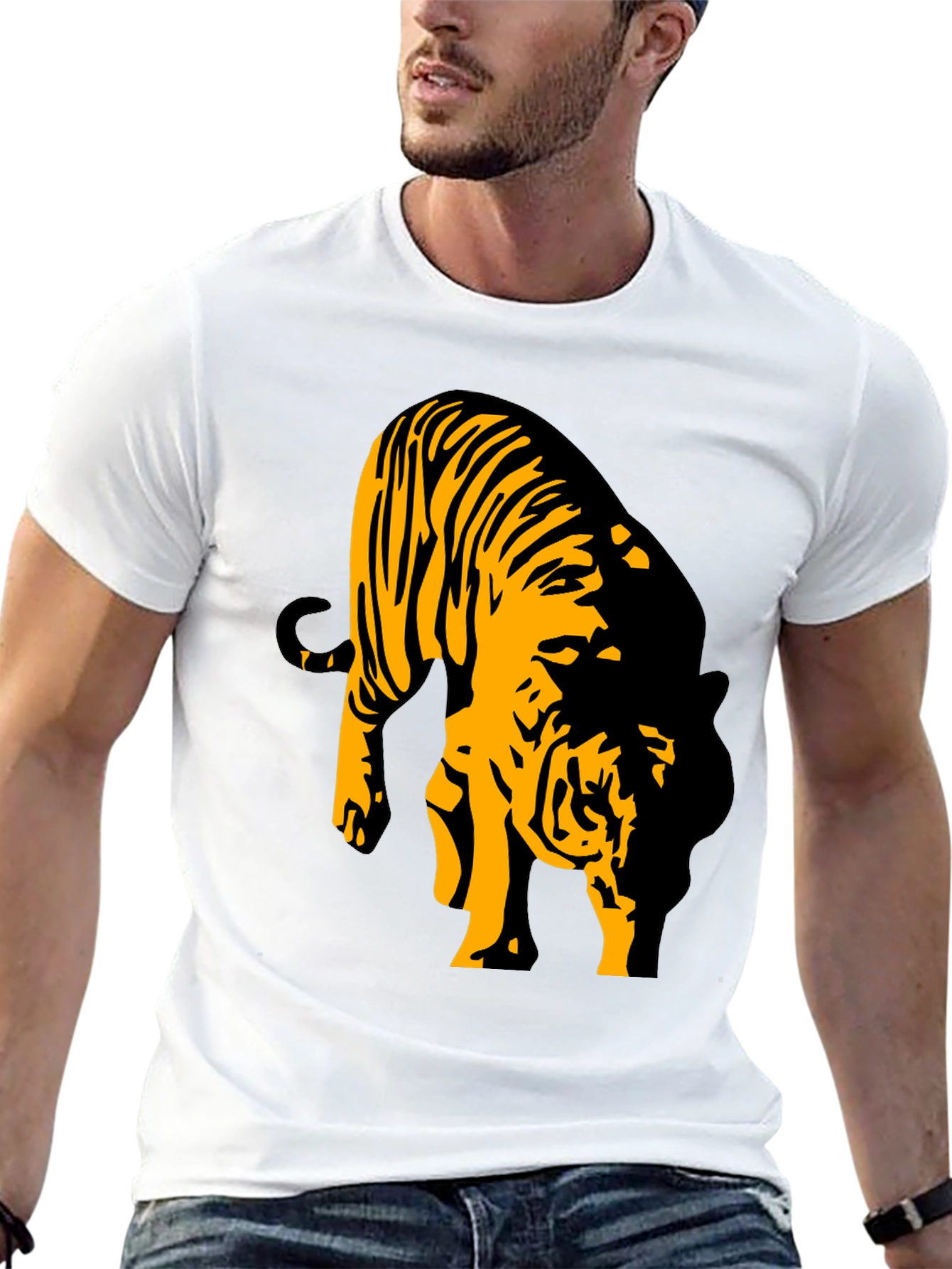 Black Black Tiger Graphic T-Shirt for Men view 13