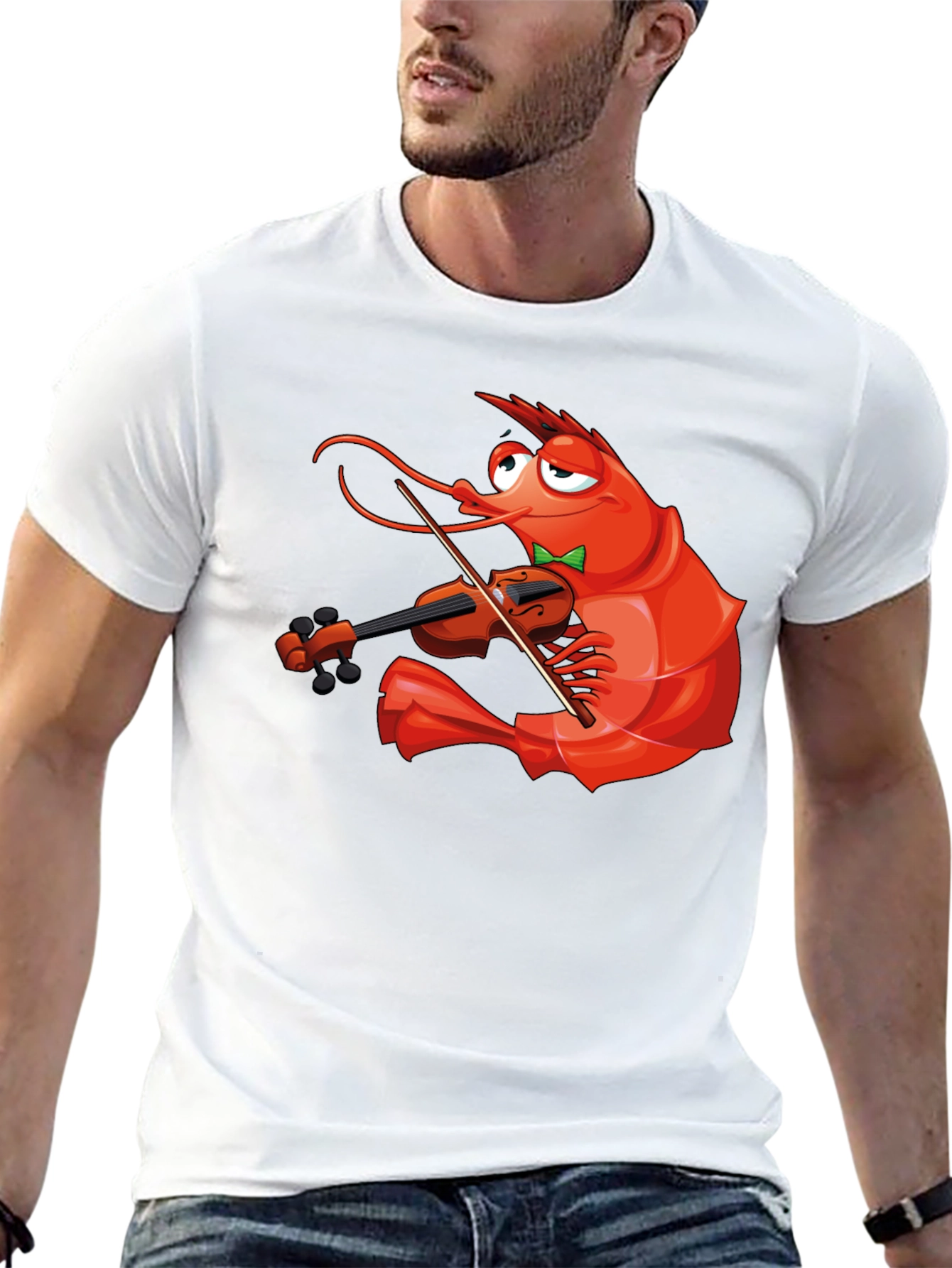Black Shrimp Violinist T-Shirt - Funny Music Lover Tee view 13