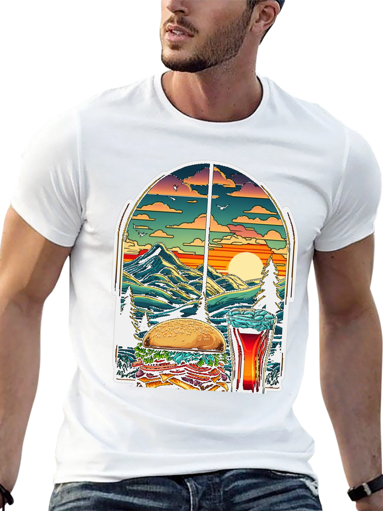 Black Burger Beer Nature T-Shirt view 13