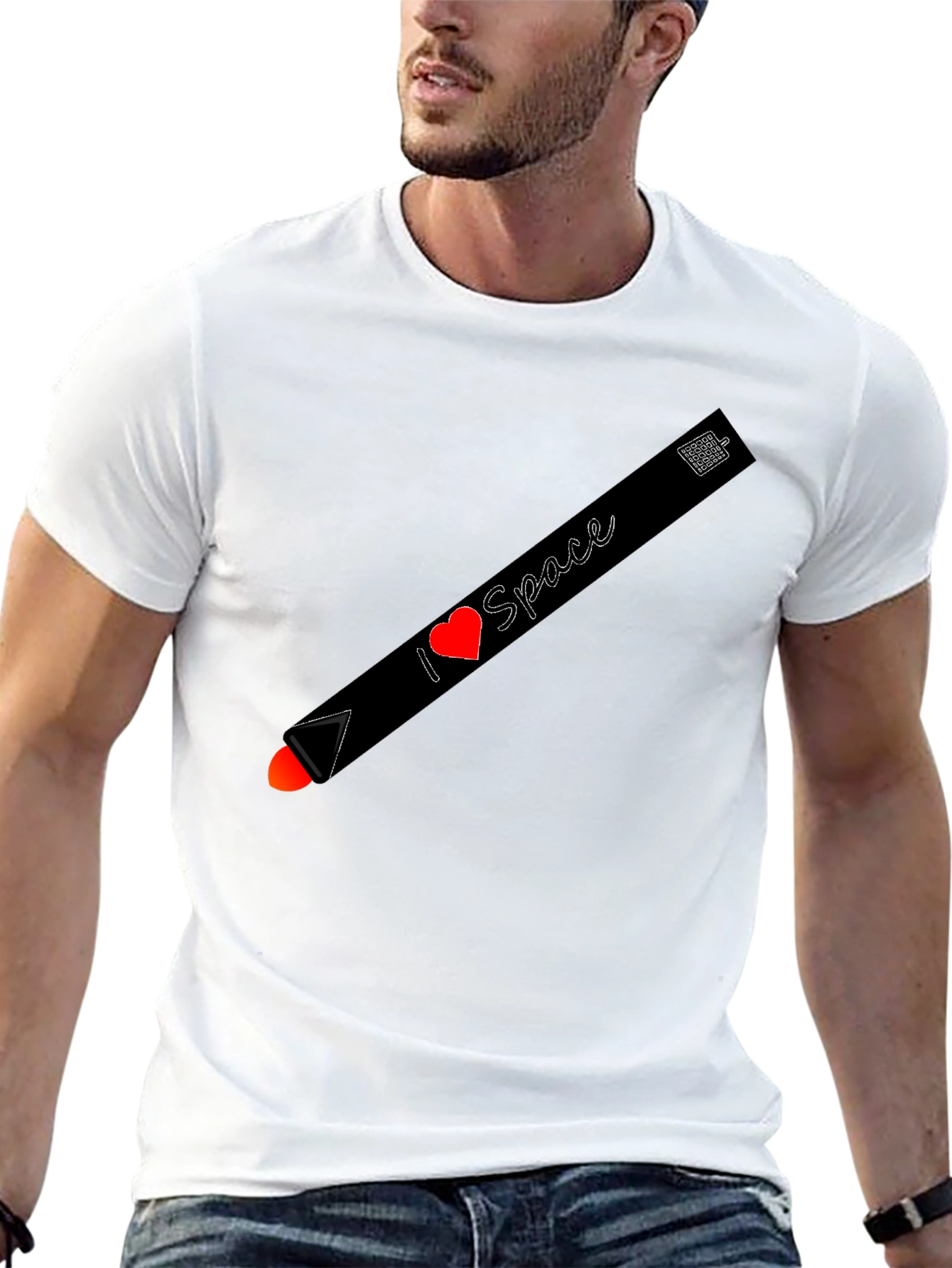 Black I Heart Space T-Shirt - Unique Rocket Design view 13