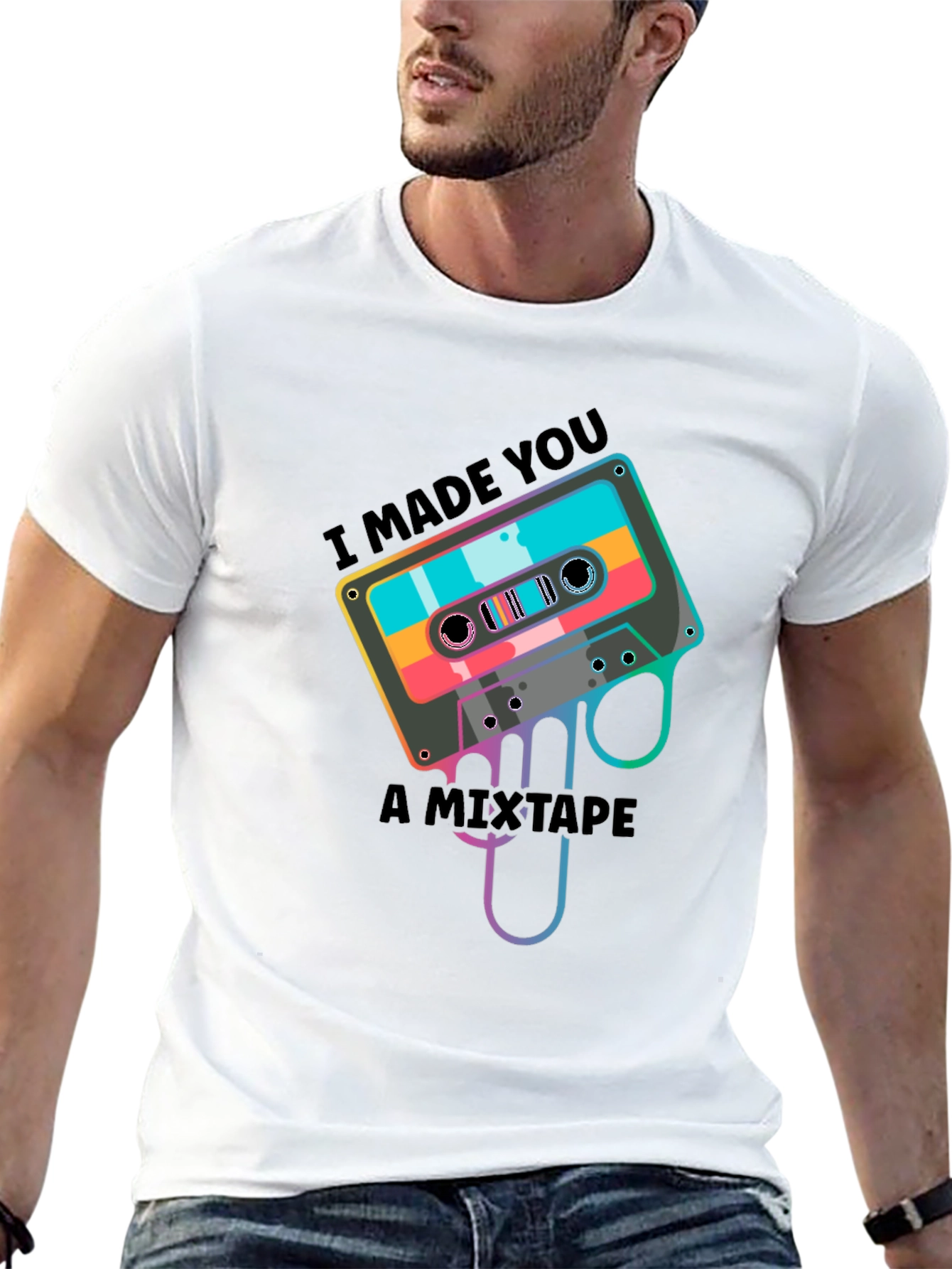 Black Retro Mixtape T-Shirt - I Made You A Mixtape view 13