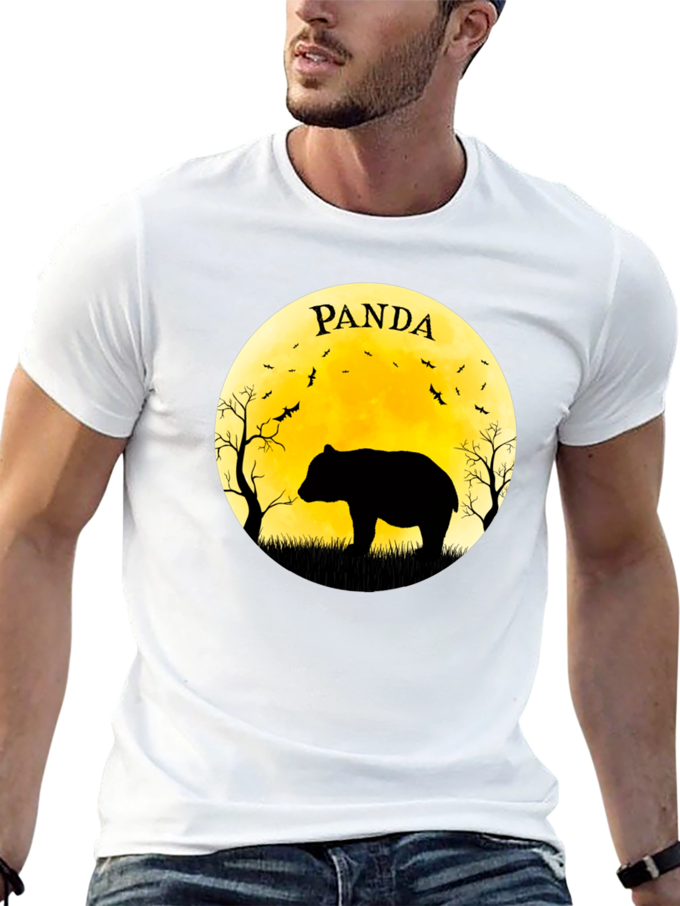 Black PANDA Silhouette Tee - Unique Graphic T-Shirt view 13