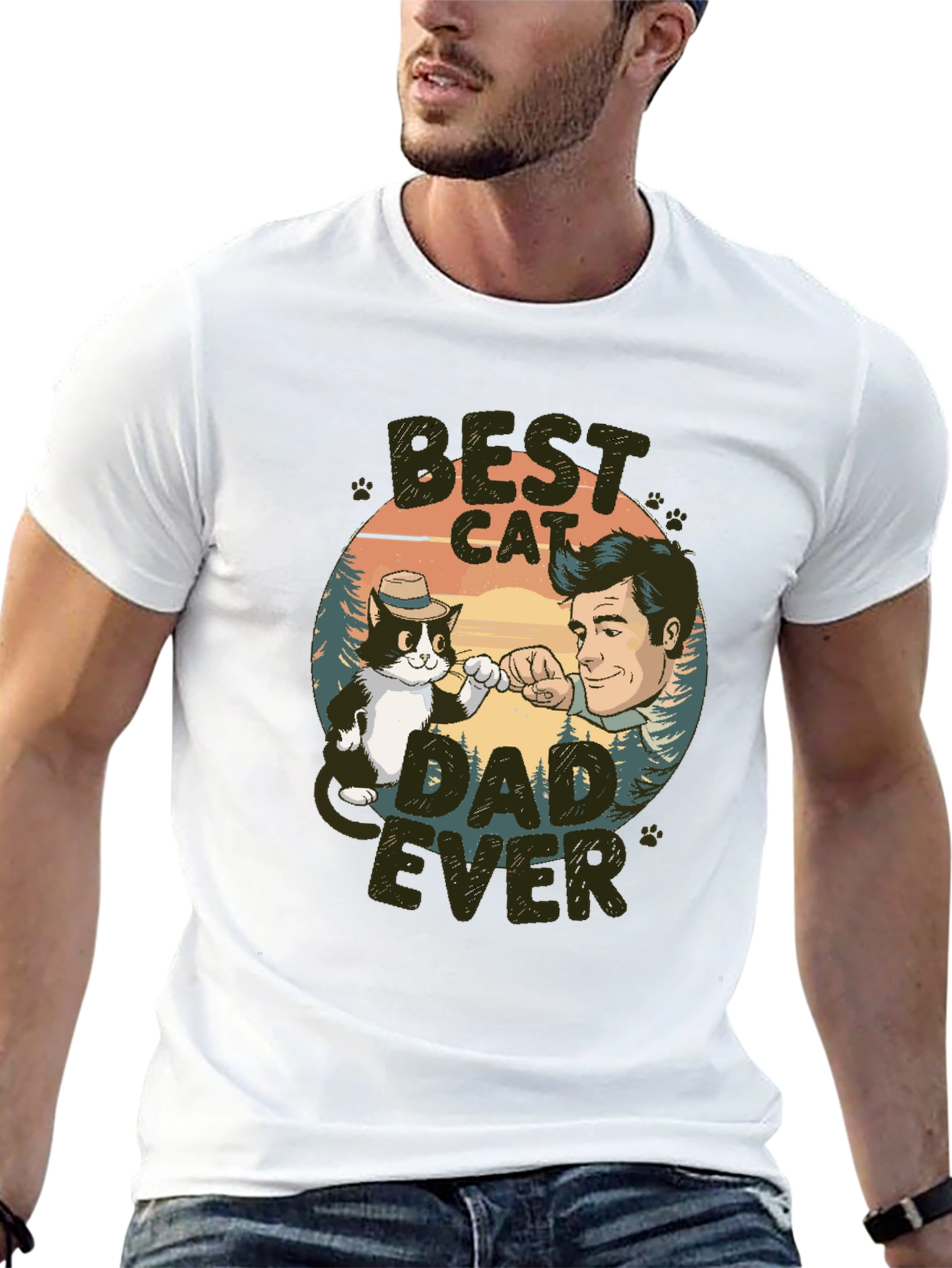Black Best Cat Dad Ever T-Shirt view 13