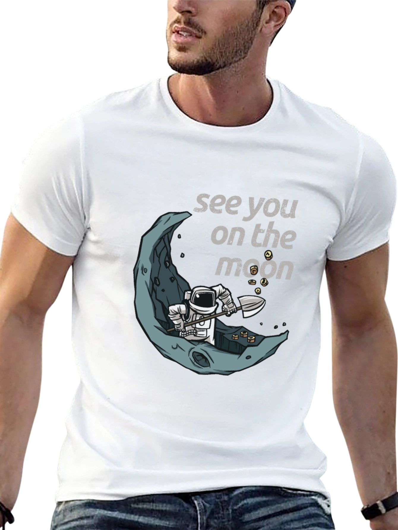 Black See You On The Moon T-Shirt, Spaceman Graphic Tee view 13