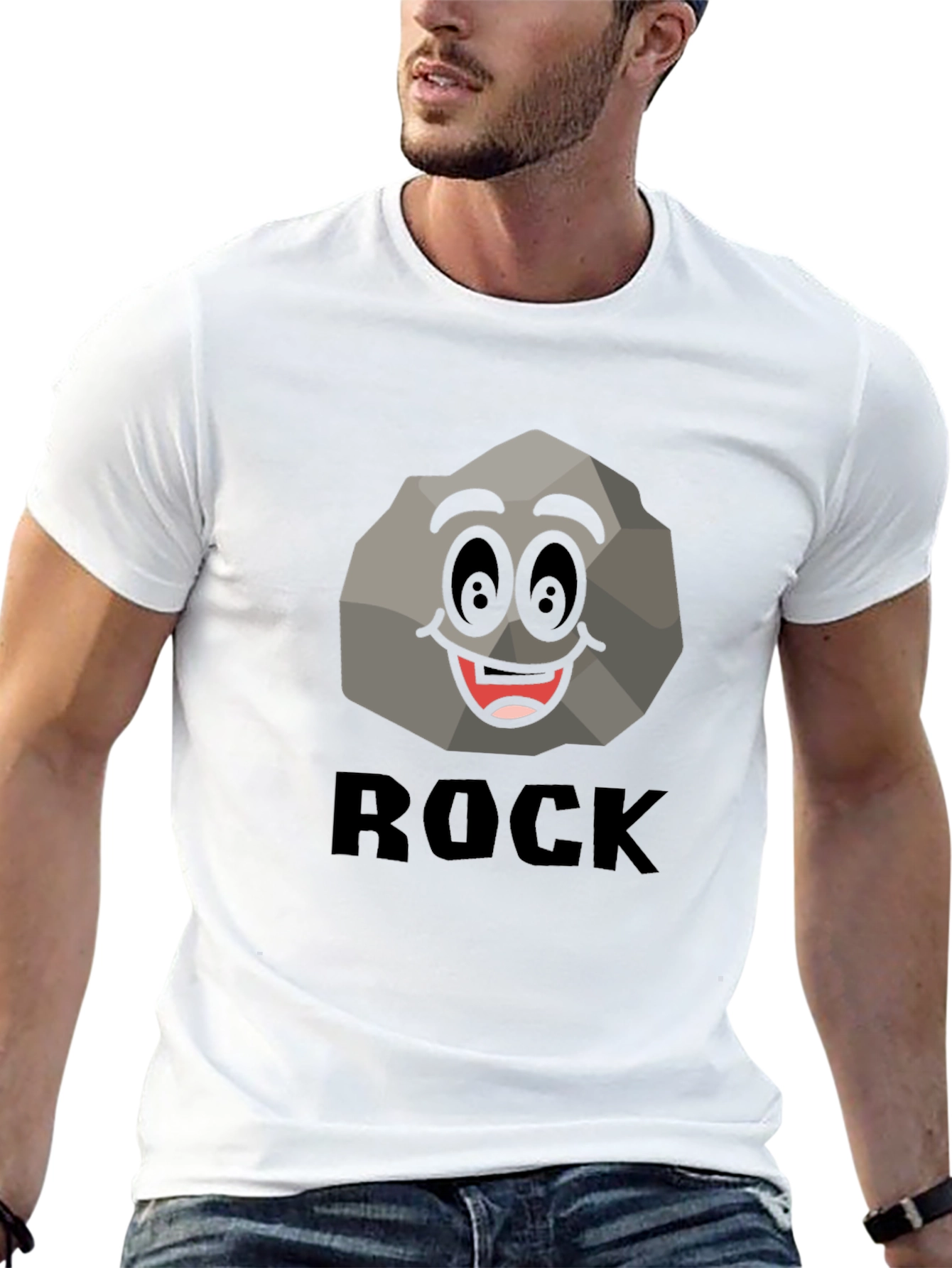 Black Funny Rock Graphic T-Shirt - Black Cotton Tee view 13