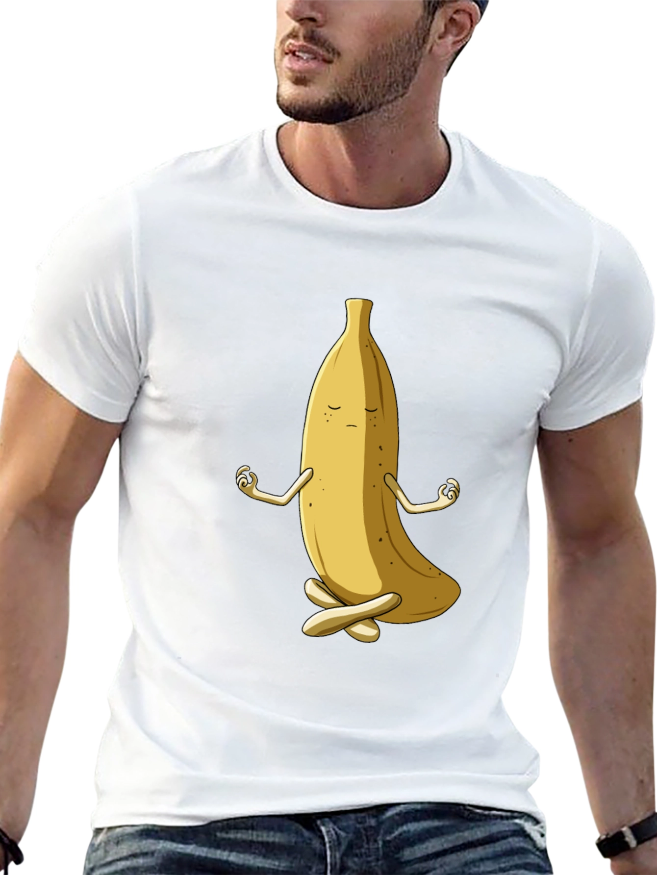 Black Zen Banana T-Shirt - Funny Meditating Fruit Tee view 13