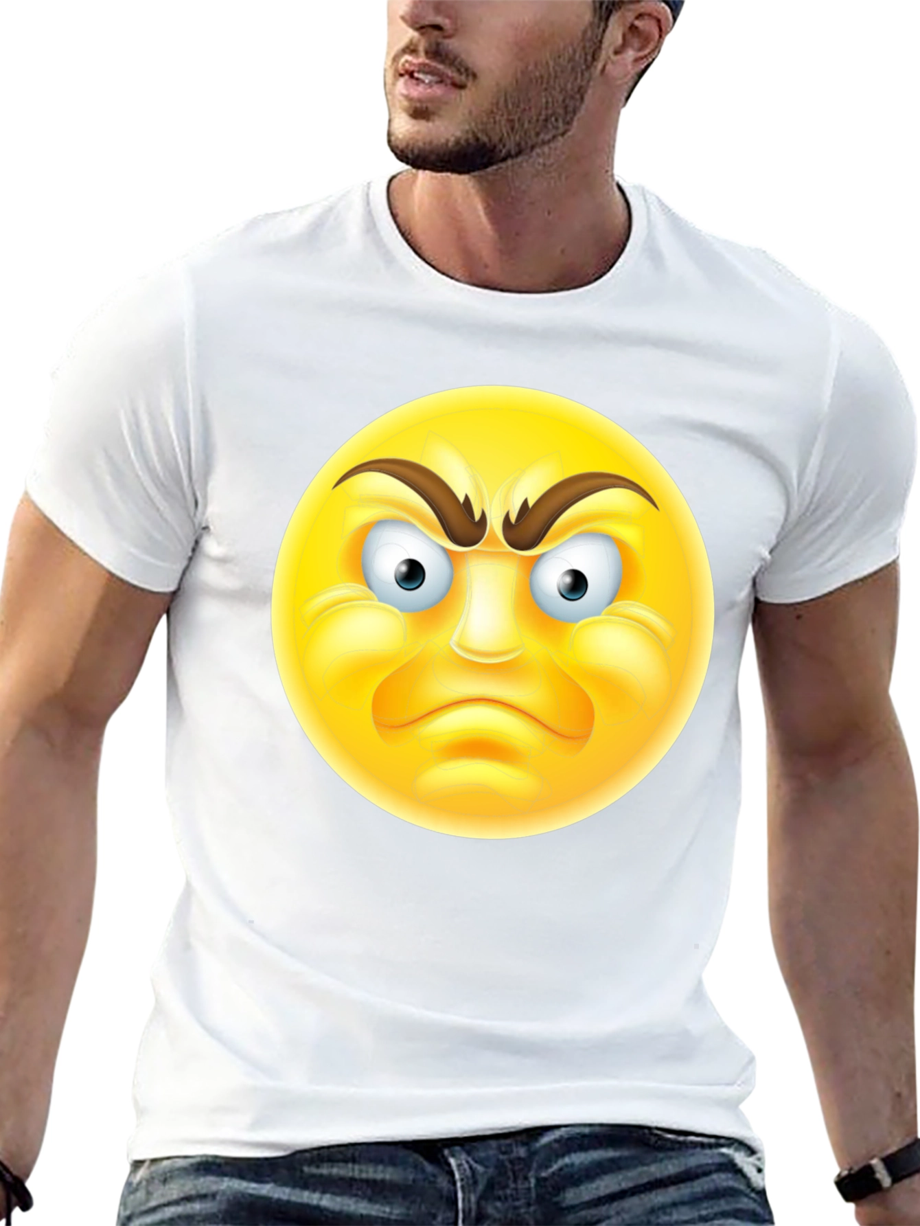 Black Angry Emoji T-Shirt - Black Cotton Tee view 13