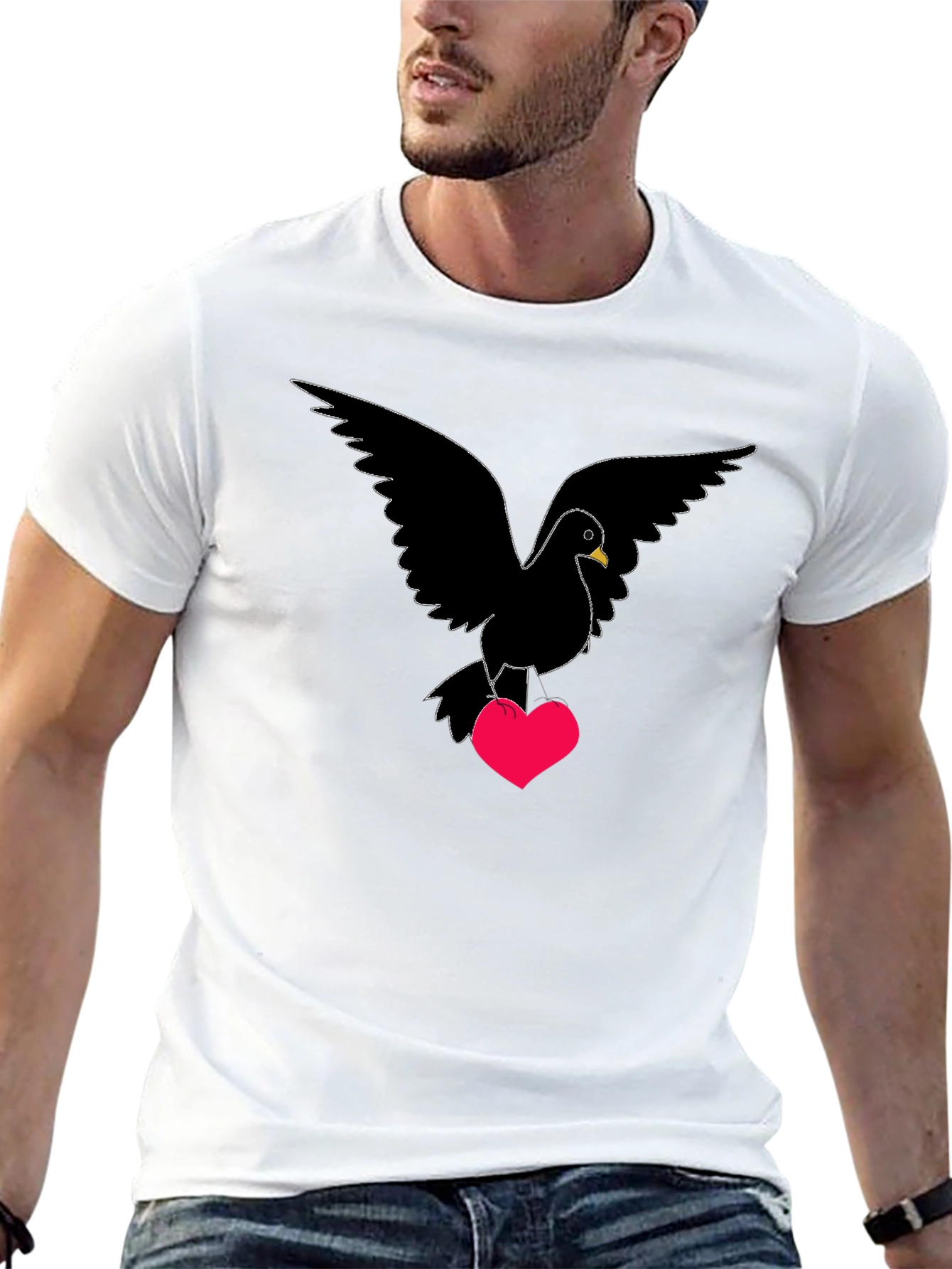 Black Dove Heart T-Shirt - Love Bird Graphic Tee view 13
